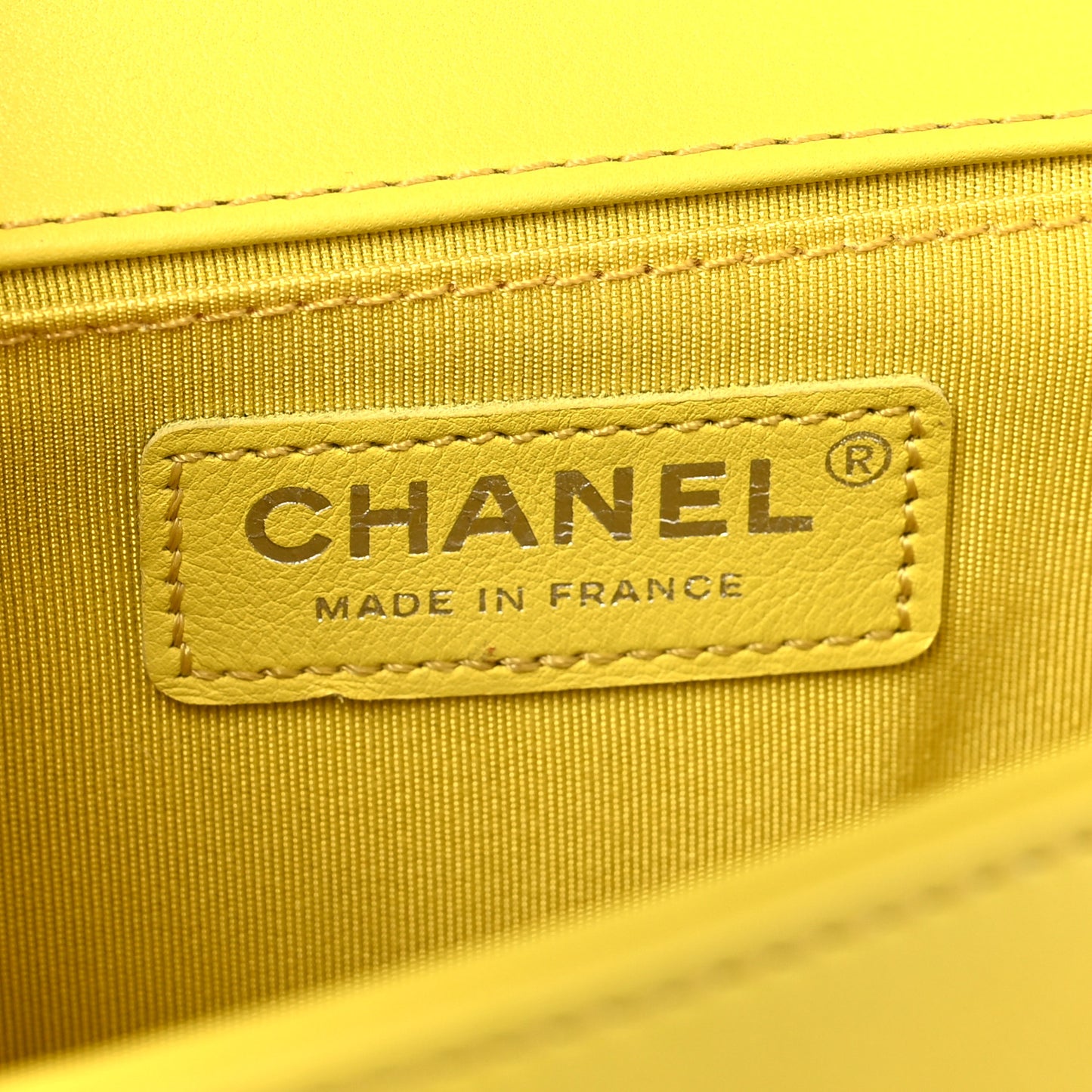 Calfskin Chevron Quilted Medium Boy Flap Yellow