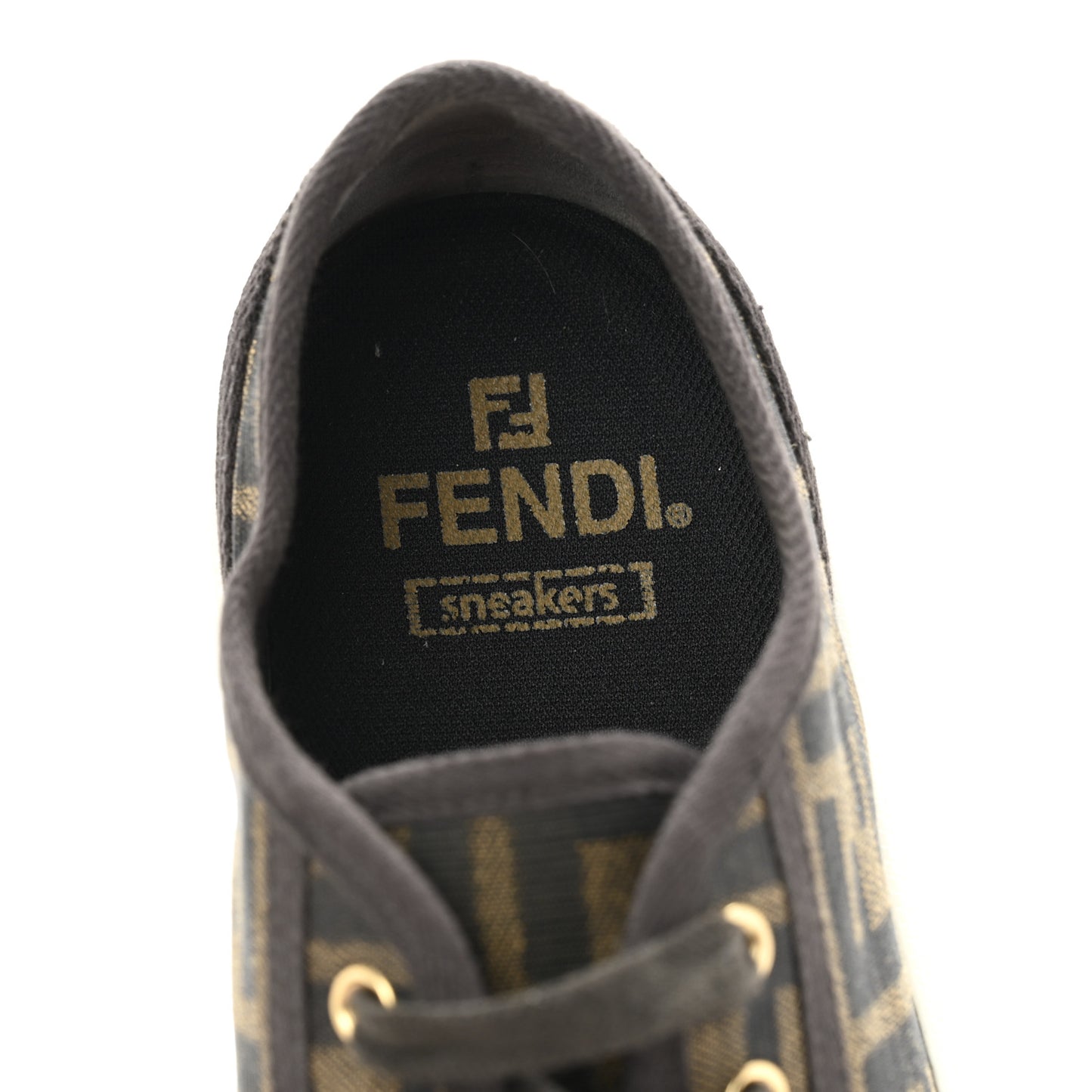 Fabric Jacquard FF Womens Domino Low Top Sneakers 39 Tobacco