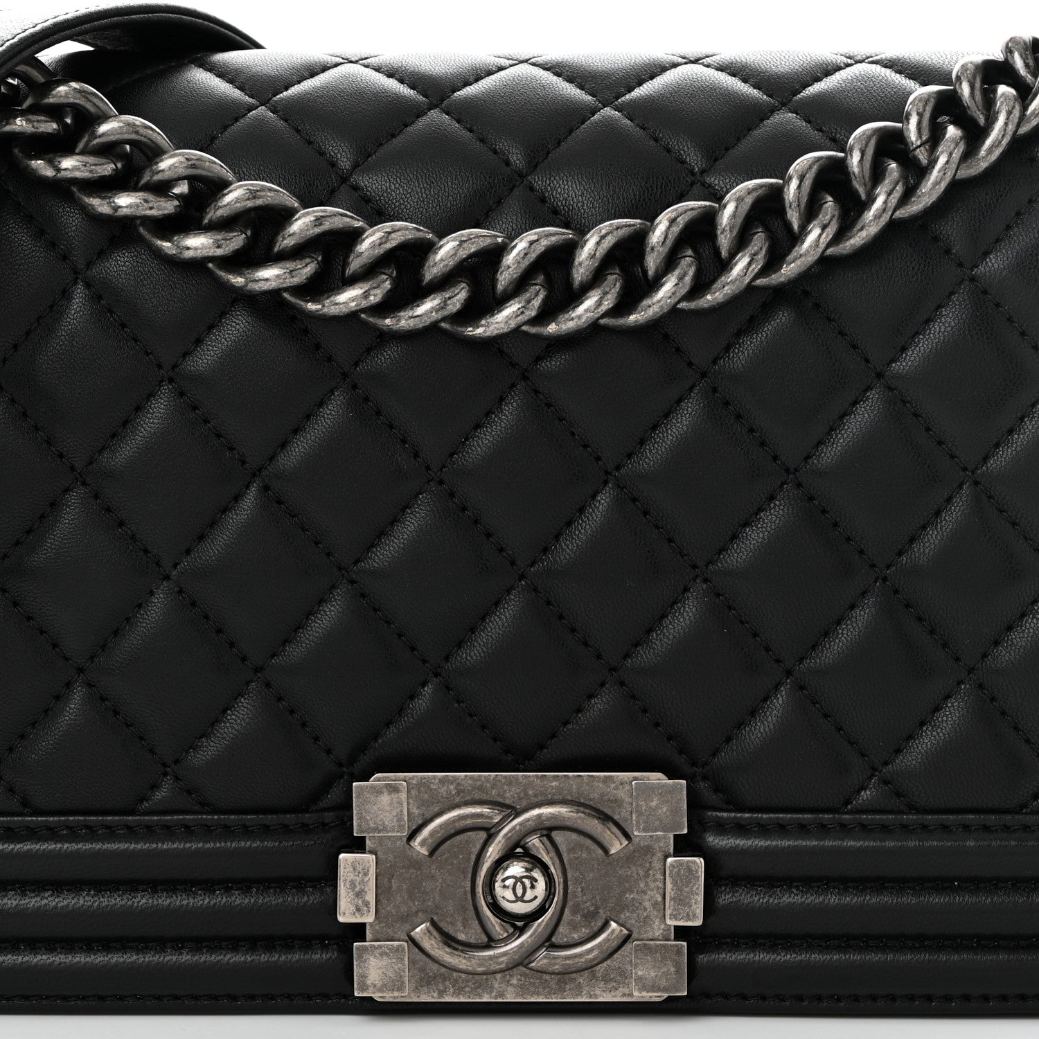 Chanel Lambskin Quilted Medium Boy Flap Black 8 of 10