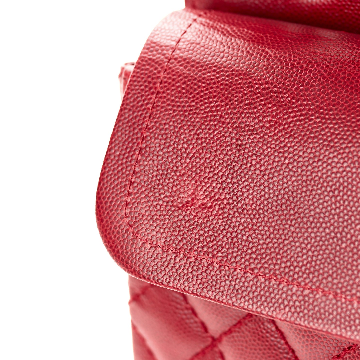 Caviar Quilted Medium Double Flap Dark Red