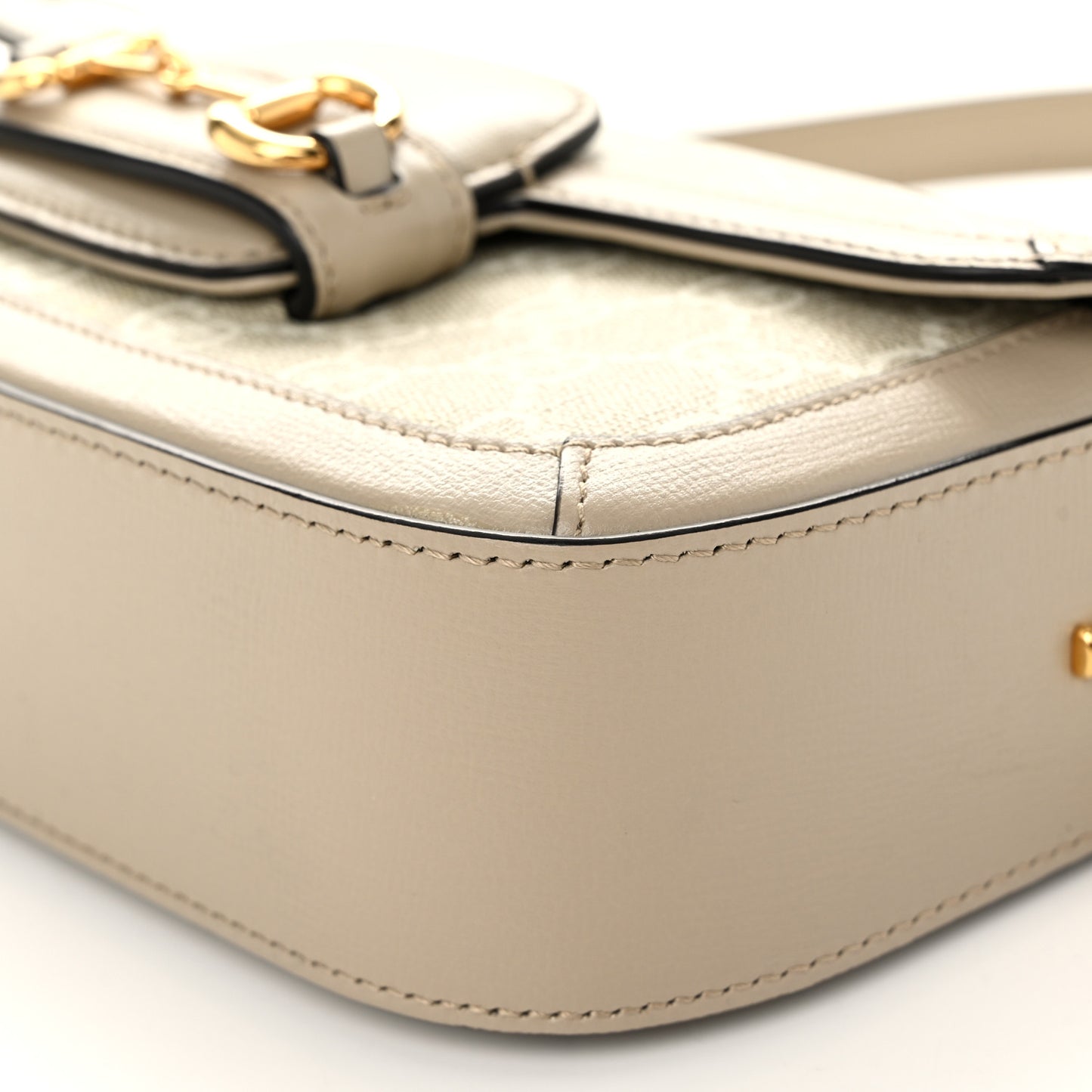 GG Supreme Monogram Small Horsebit 1955 Chain Shoulder Bag Beige Mystic White