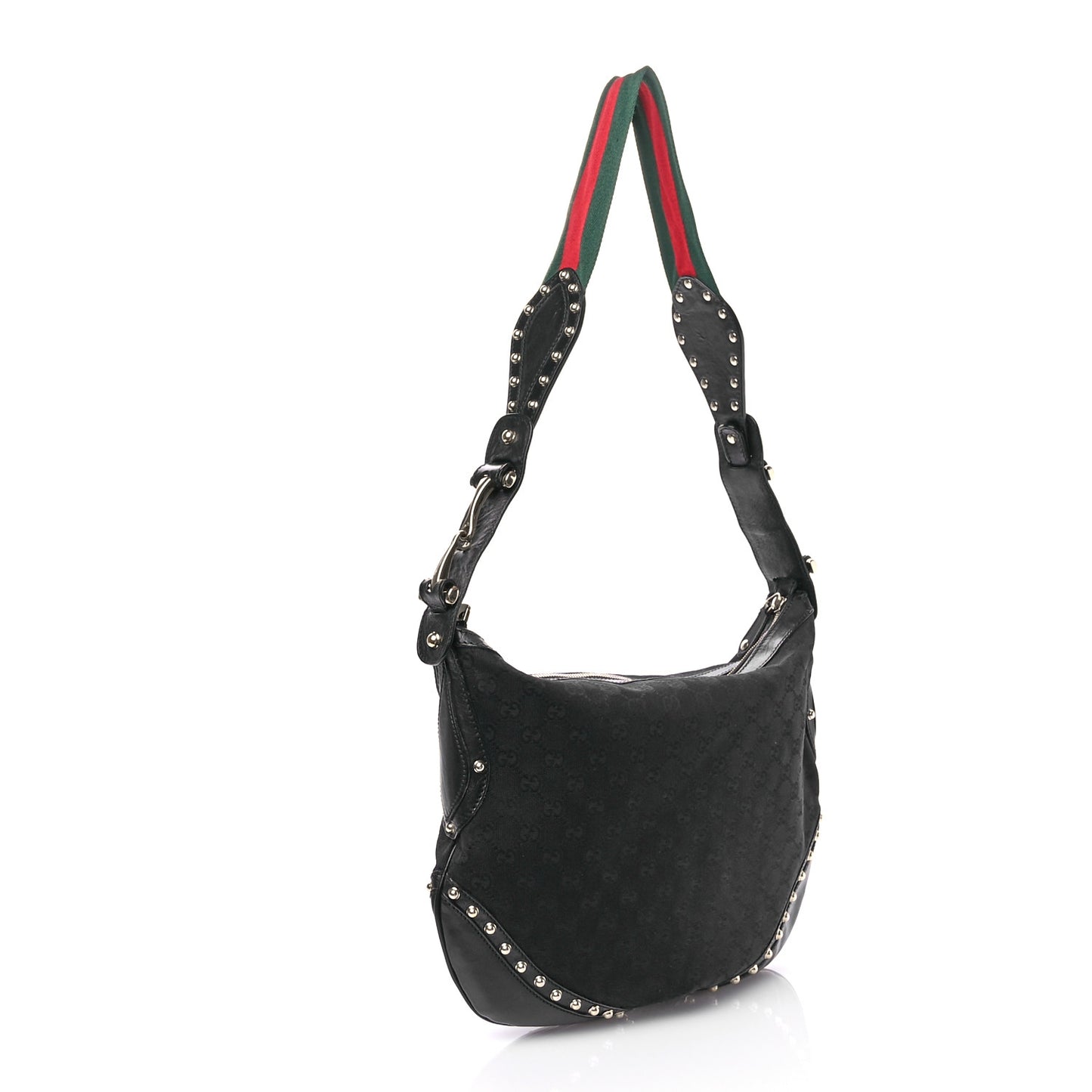 Calfskin Embossed Monogram Studded Pelham Messenger Bag Black