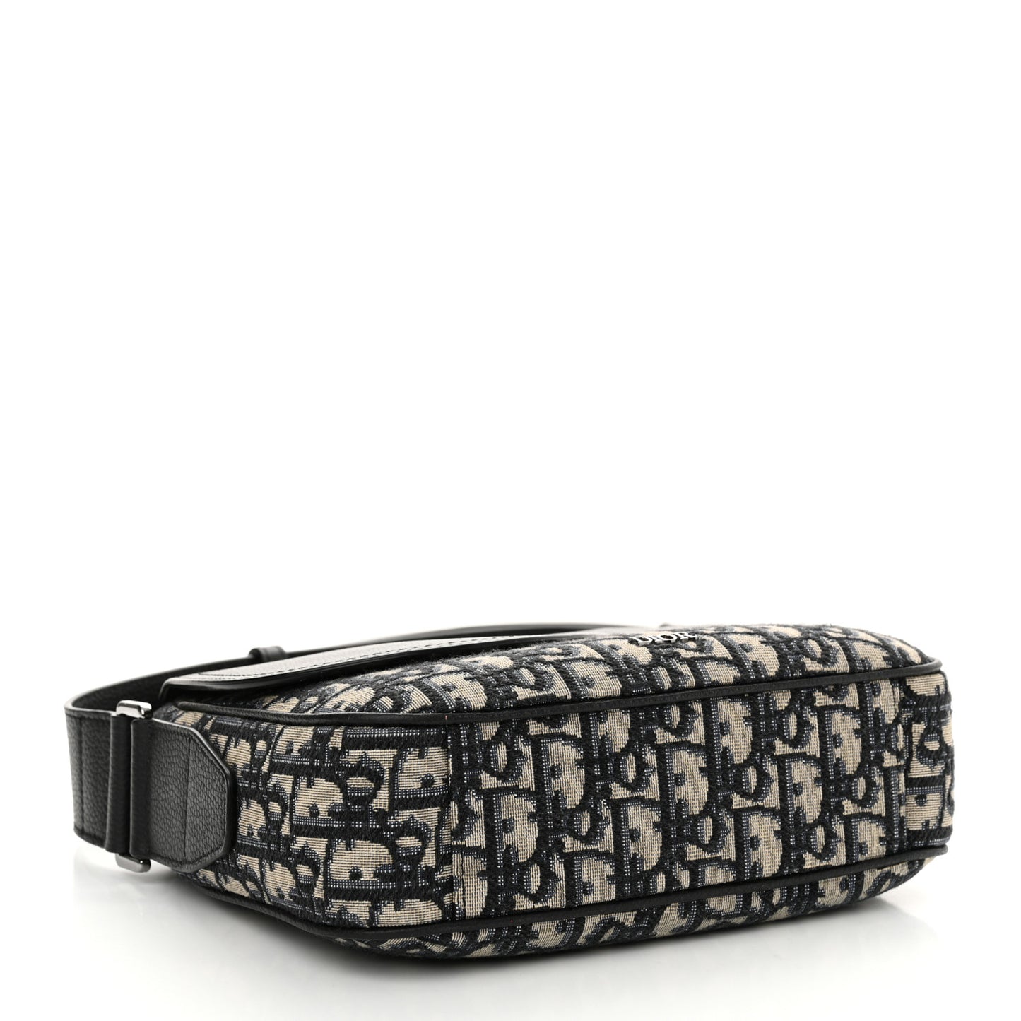 Grained Calfskin Oblique Mini Saddle Messenger Black