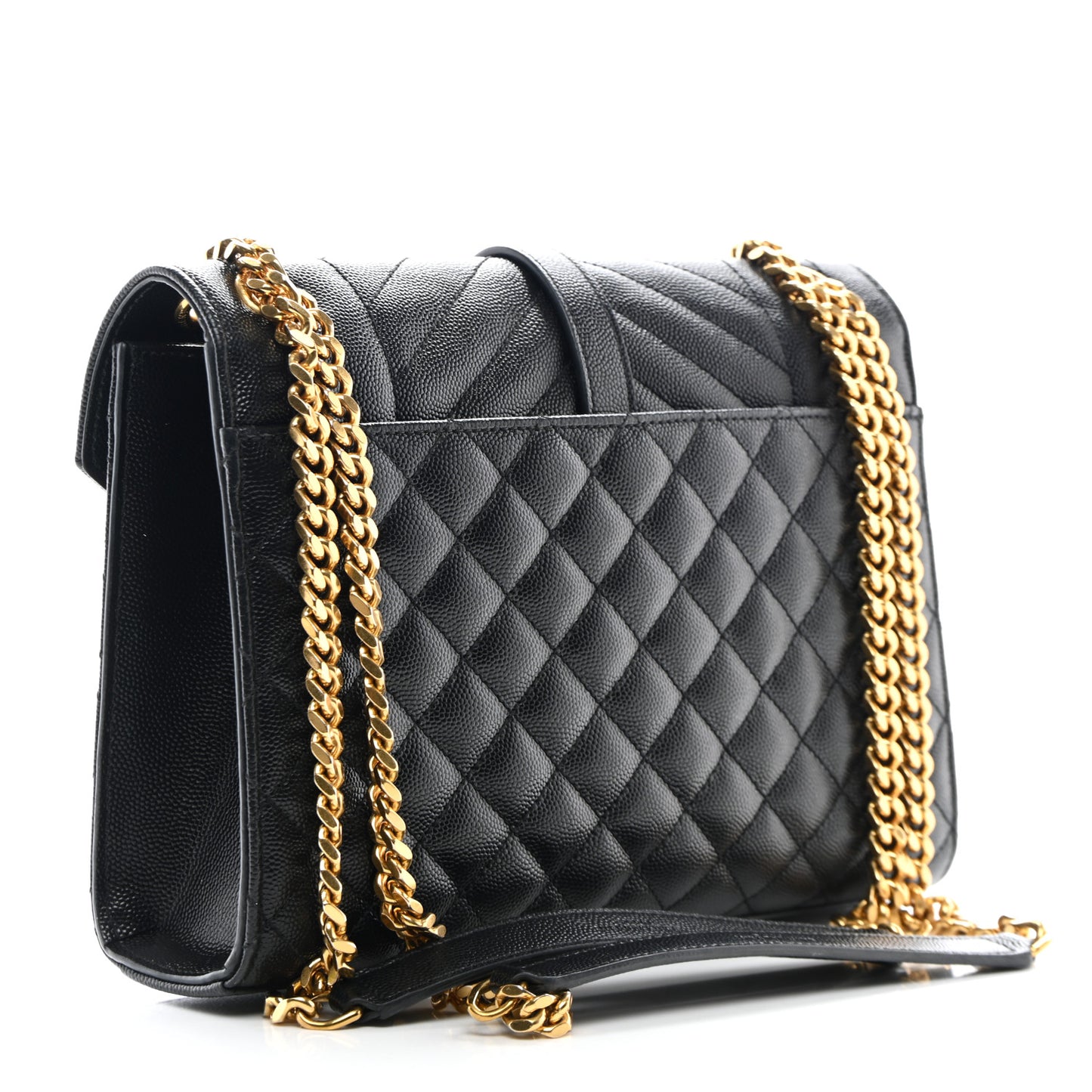 Grain De Poudre Textured Mixed Matelasse Triquilt Medium Monogram Satchel Black