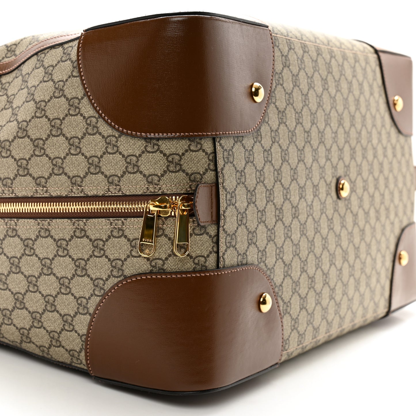 GG Supreme Monogram Azalea Calfskin Retro Interlocking G Large Duffle Bag Beige Ebony Brown Sugar