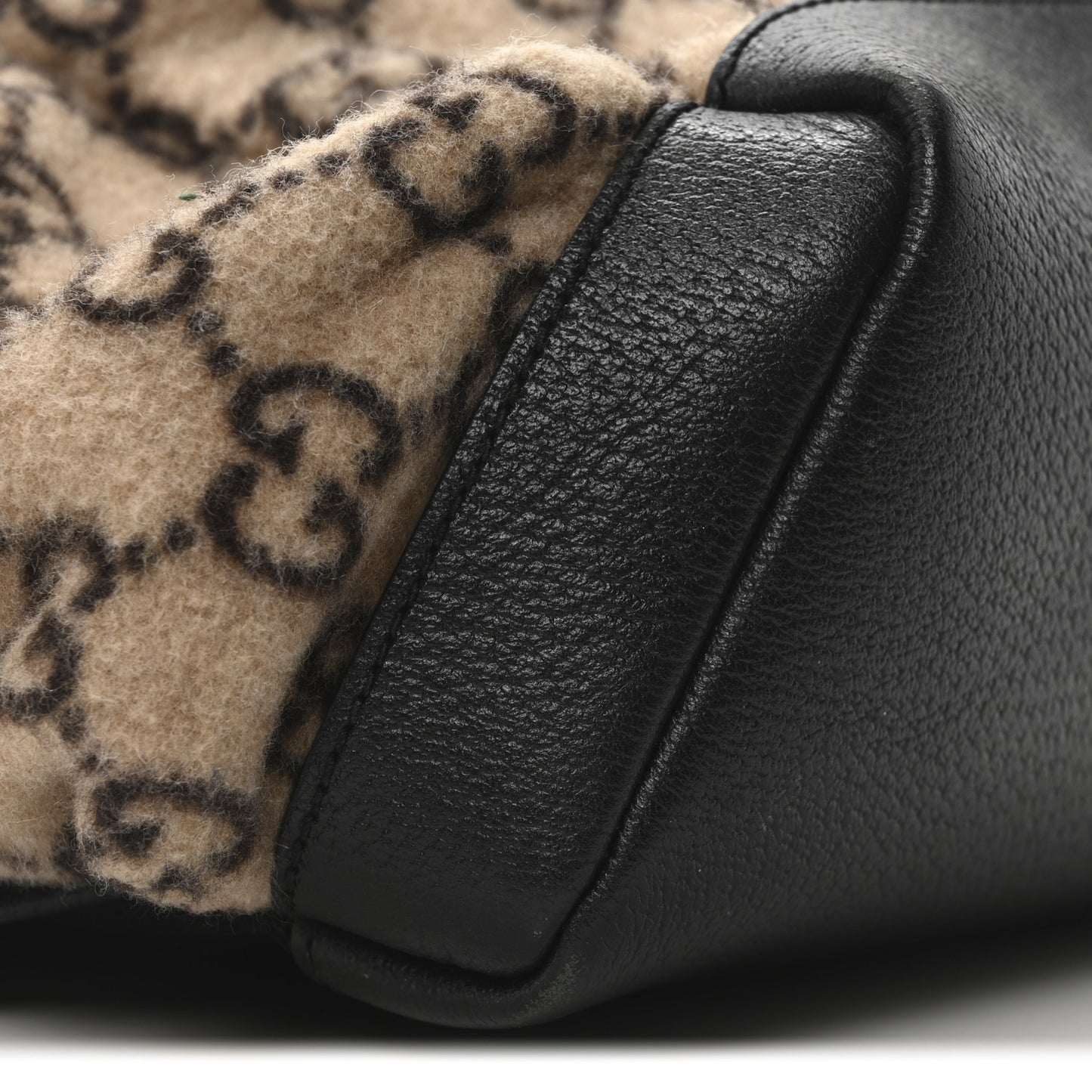 Covered Wool GG Monogram Large Double Buckle Backpack Beige Ebony Black