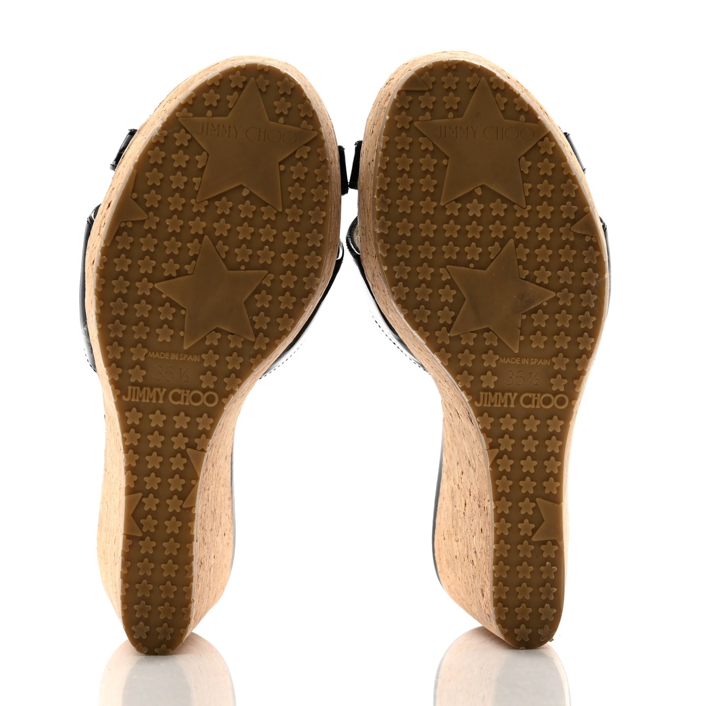 Patent Calfskin Perfume Cork Wedge Sandals 35.5 Black