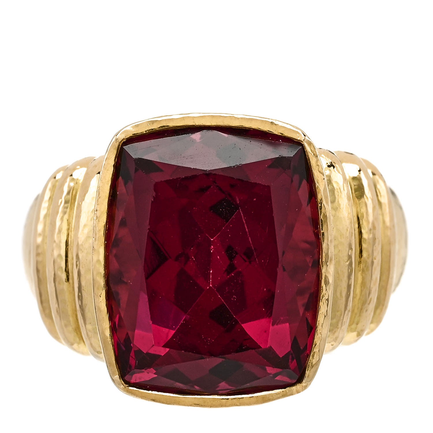 Elizabeth Locke 18K Yellow Gold Rhodolite Garnet Cocktail Ring 57 8 1 of 6