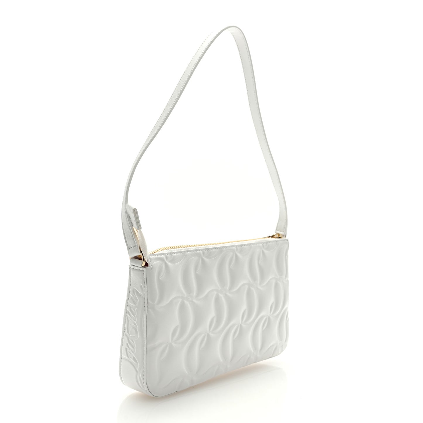 Calfskin Embossed Loubila Shoulder Bag White