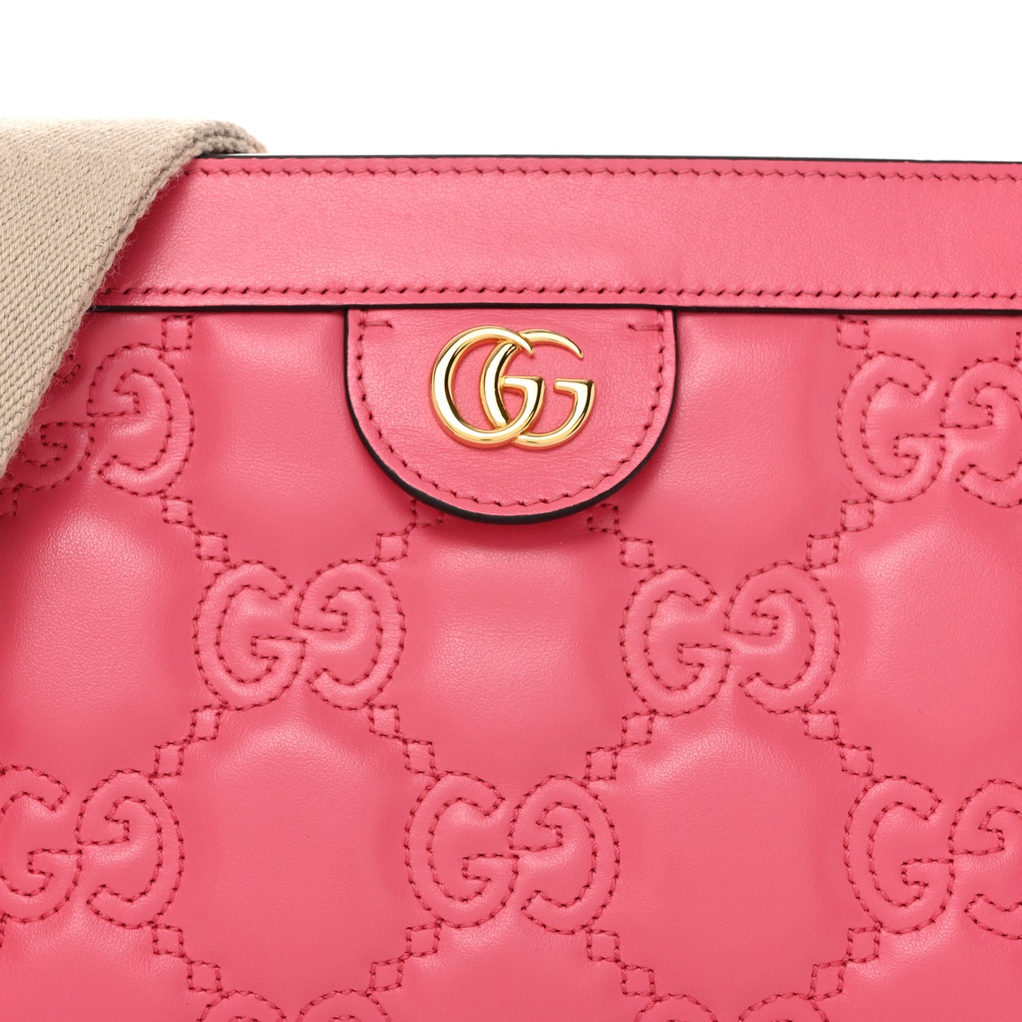 Calfskin GG Matelasse Small Slim Chain Shoulder Bag Rhodamine Pink Natural