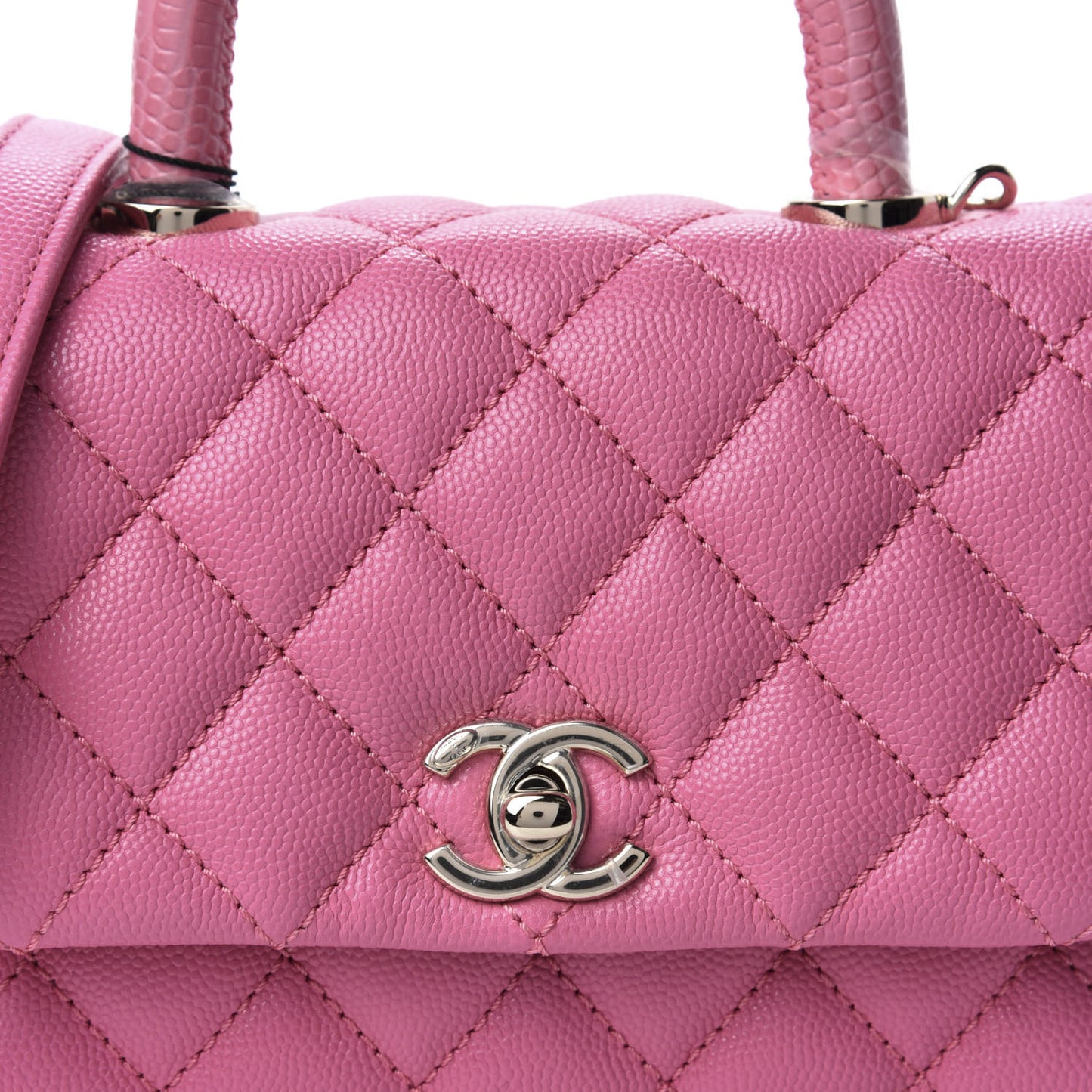 Caviar Quilted Lizard Embossed Extra Mini Coco Handle Flap Pink