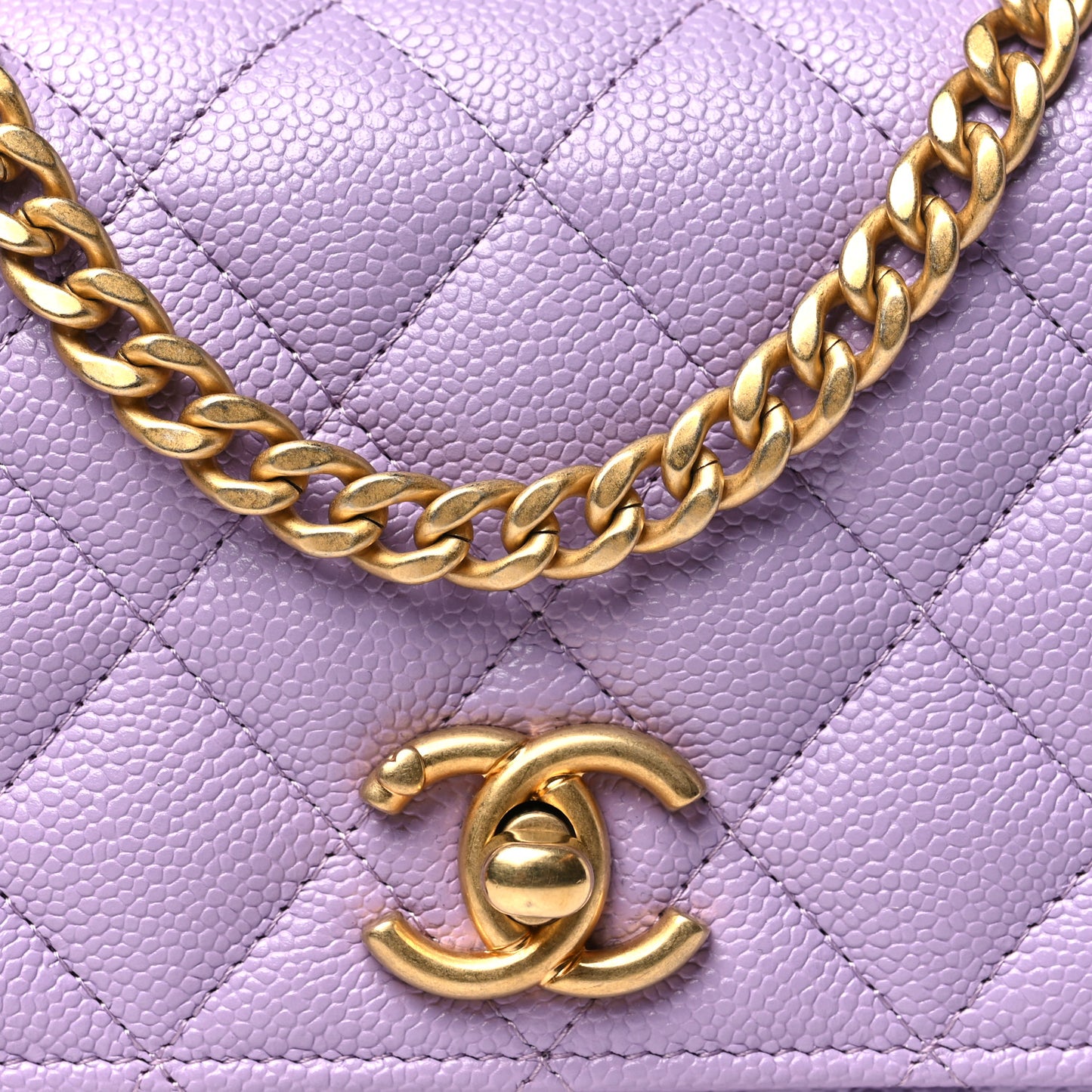 Caviar Quilted Sweetheart Wallet On Chain WOC Light Purple