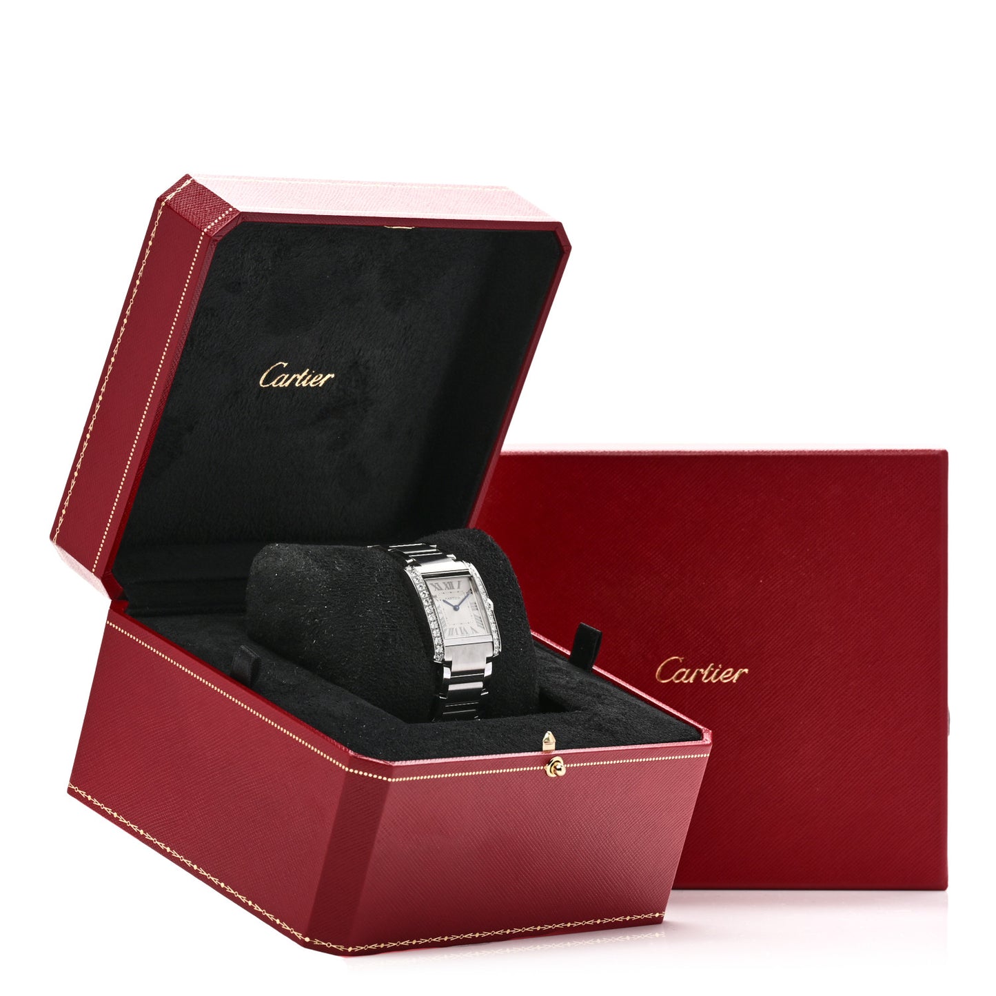 Stainless Steel Diamond Bezel 28mm Tank Francaise Quartz Watch