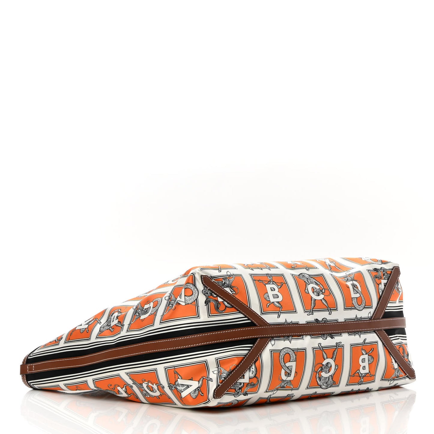 Satin Mythical Alphabet Print Bag Orange White
