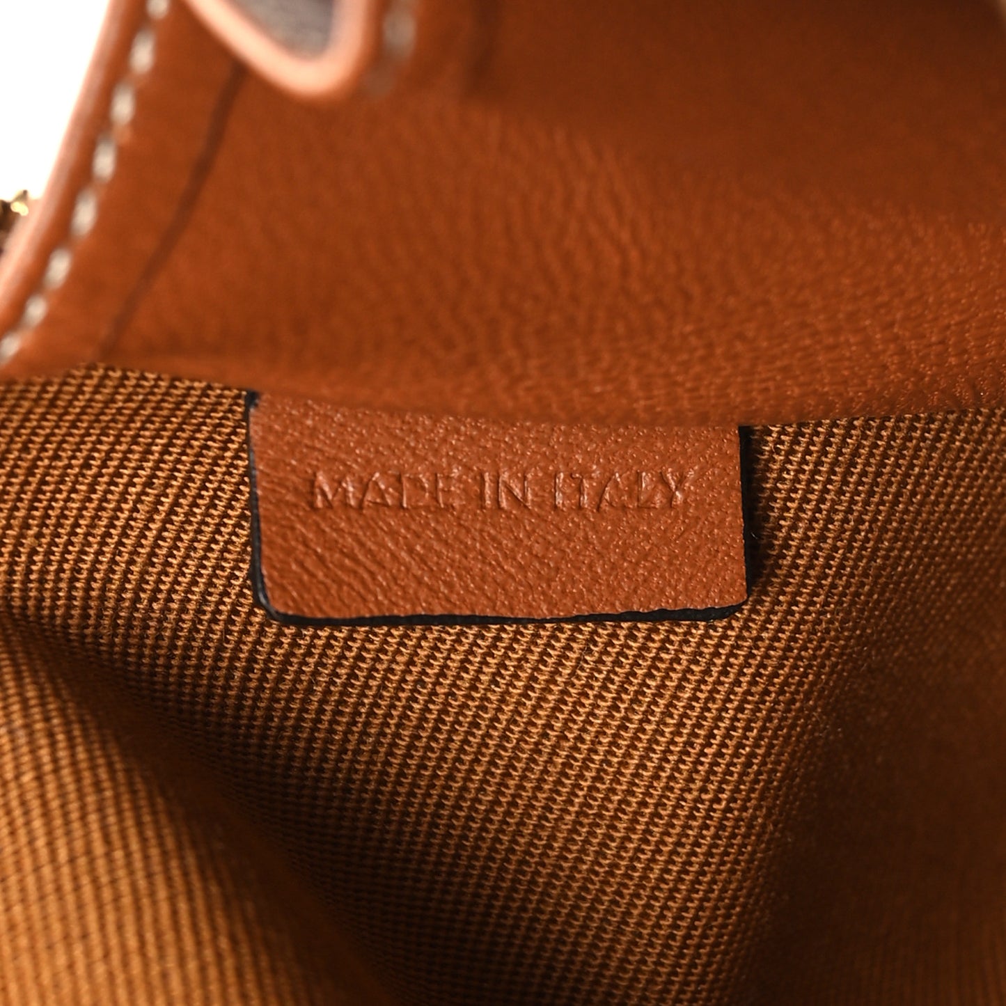 Triomphe Canvas Calfskin Mini Clutch on Chain Tan