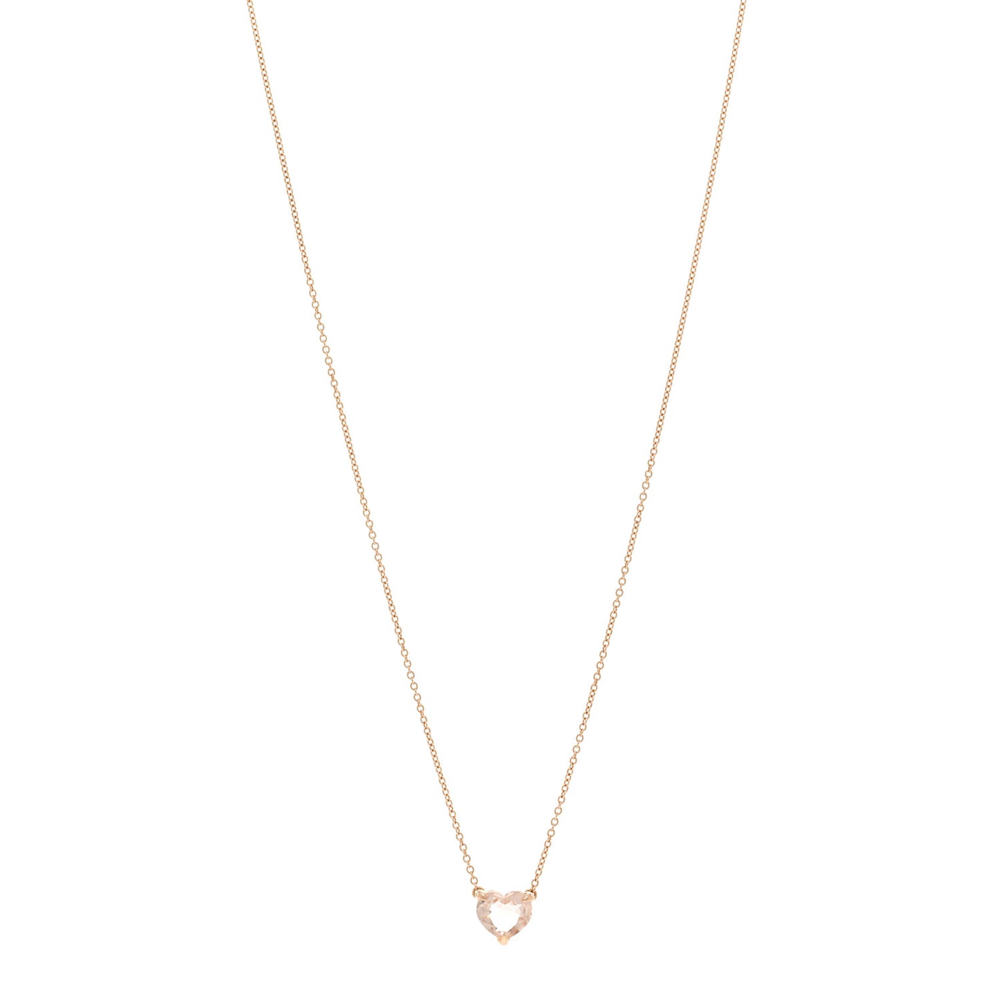 18K Rose Gold Morganite 8mm Chatelaine Heart Pendant Necklace