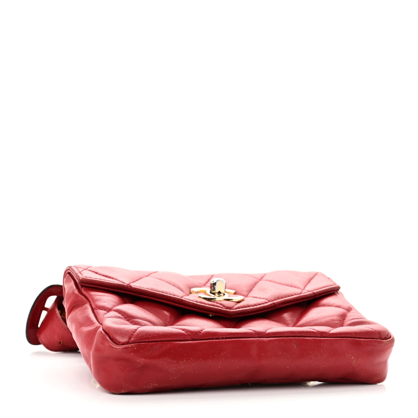 Lambskin Quilted Flap Waist Belt Bag 75 30 75 30 Red
