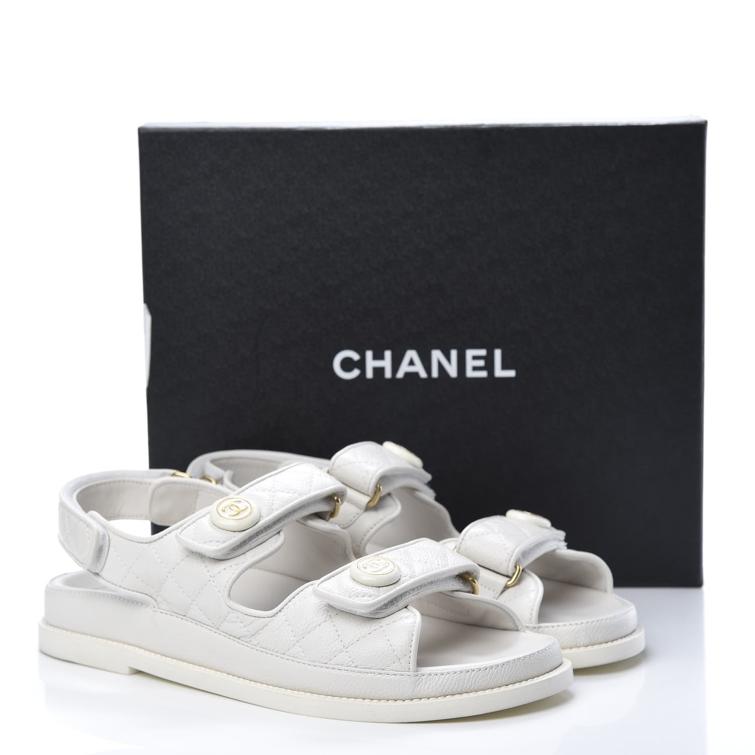 Chanel Grained Calfskin Velcro Dad Sandals 40 White 9 of 9