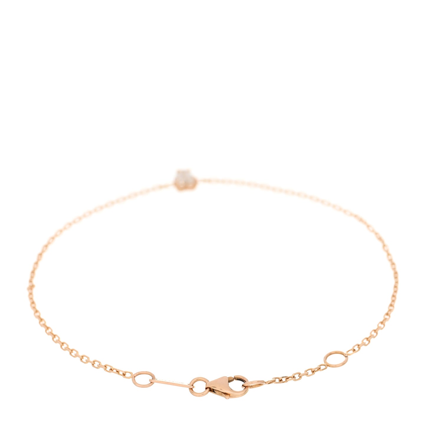 18K Rose Gold Diamond Heart Shaped Chain Bracelet
