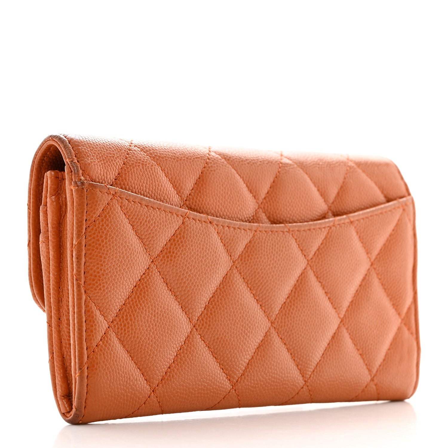 Chanel Caviar Quilted Large Gusset Flap Wallet Dark Beige 3 of 12