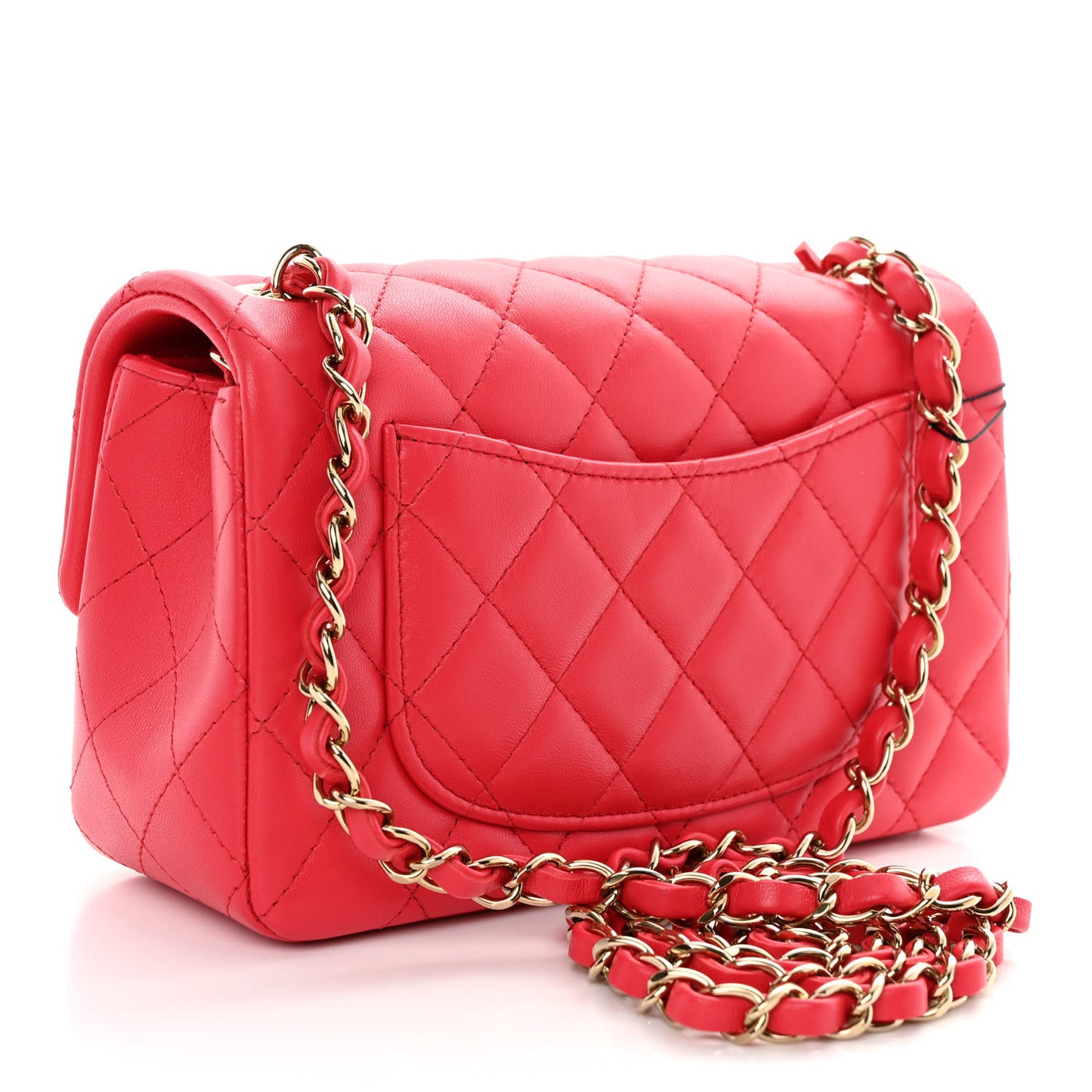 Lambskin Quilted Mini Rectangular Flap Dark Red