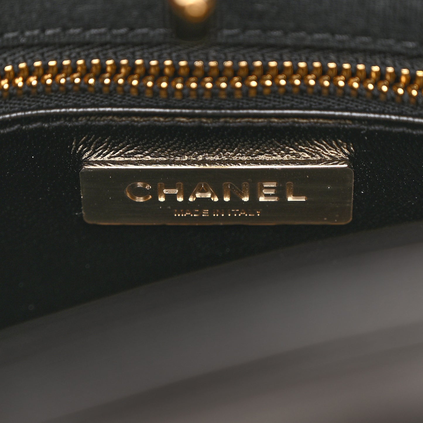 Shiny Crumpled Calfskin Quilted Mini 31 Shopping Bag Dark Beige Black