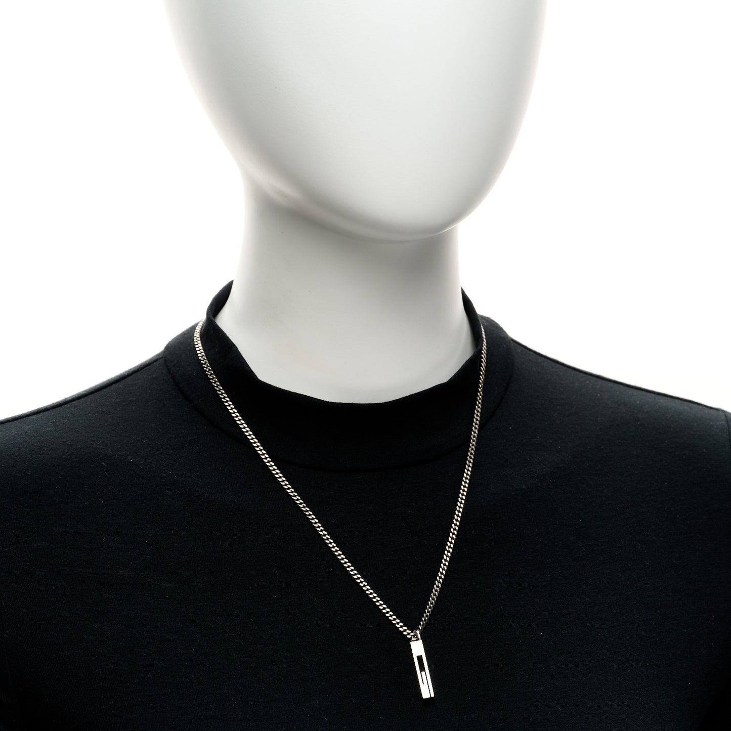 Darkened Sterling Silver G Bar Pendant Necklace