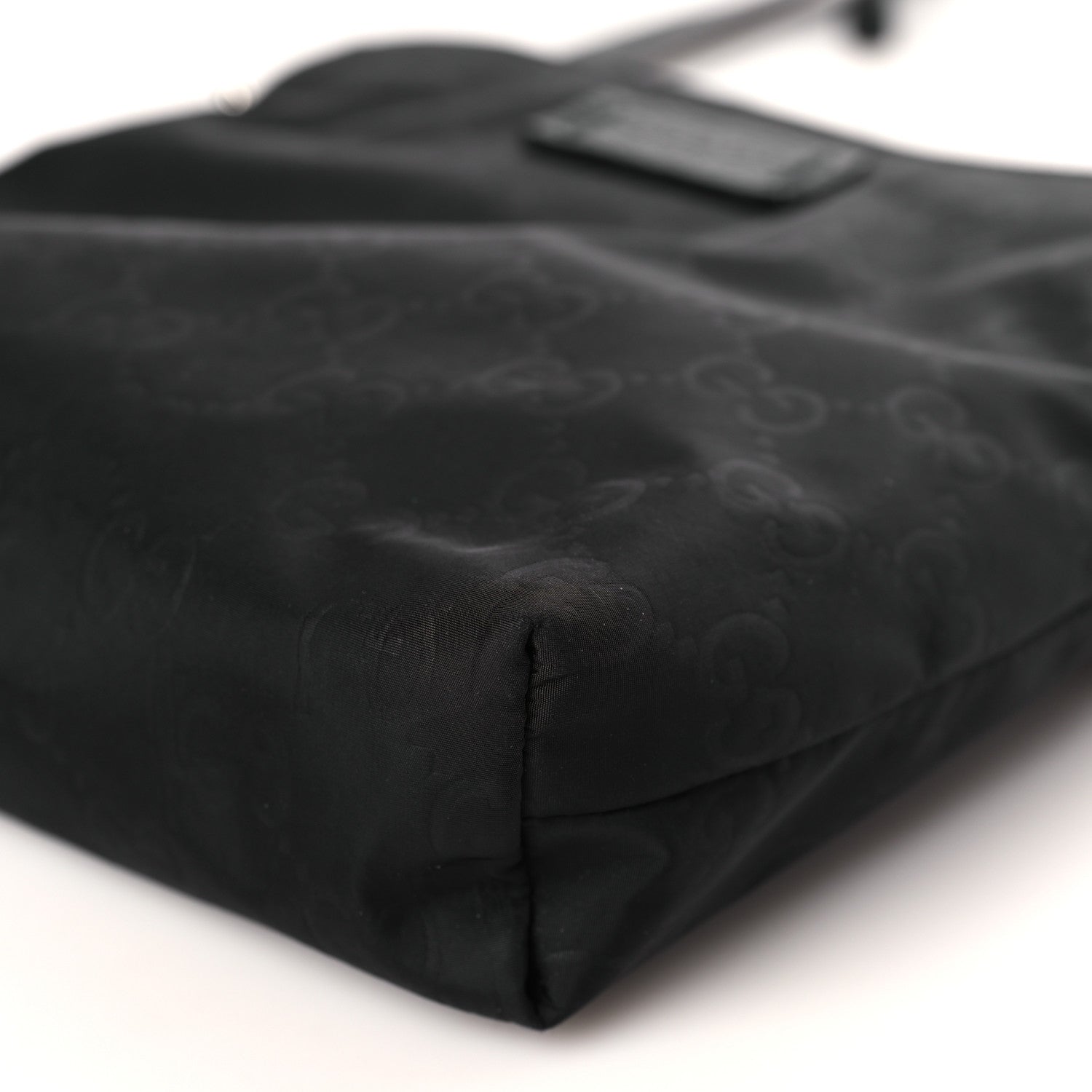 Gucci Nylon Monogram Dollar Calfskin Small Flat Messenger Bag Black 9 of 9