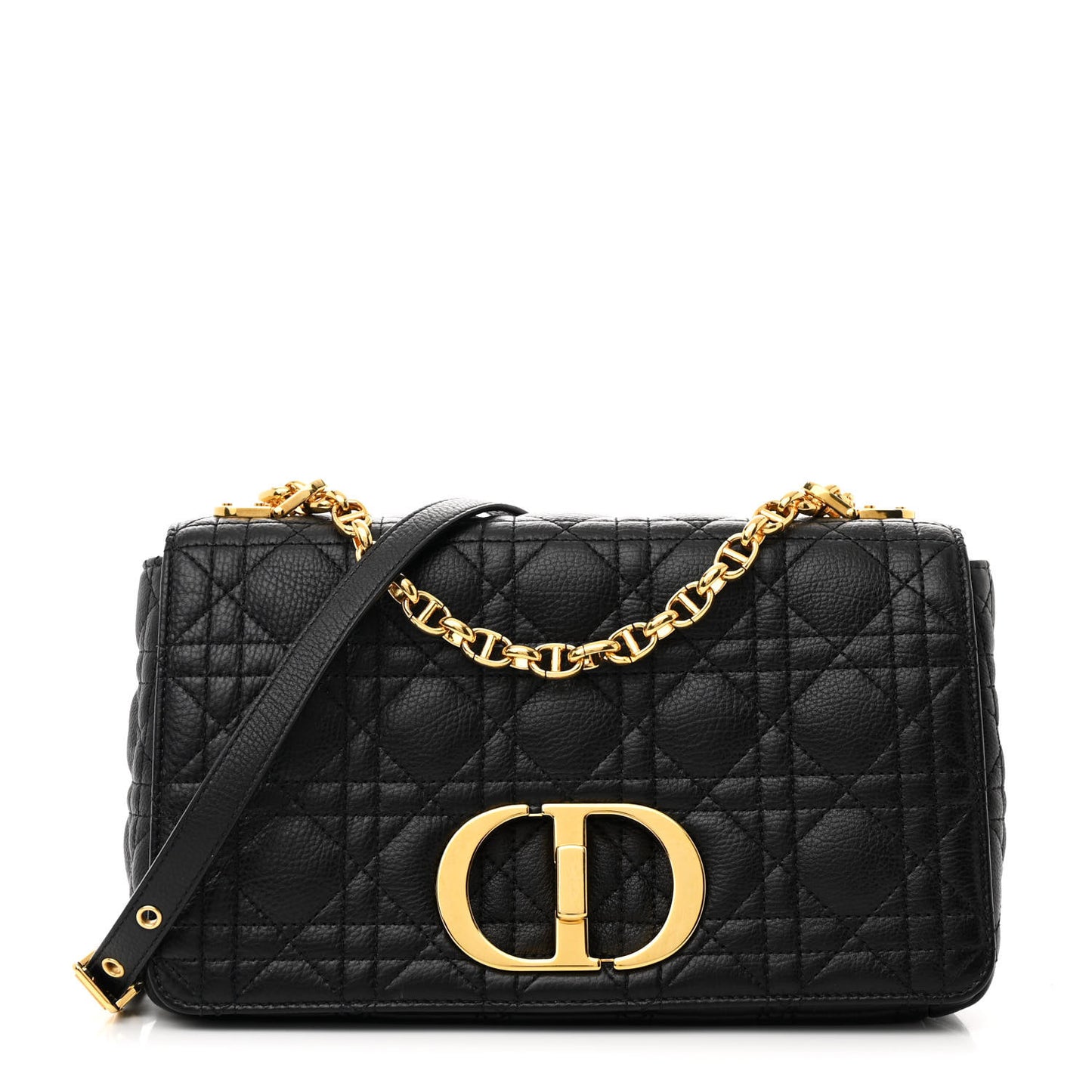 Calfskin Cannage Medium Caro Bag Black