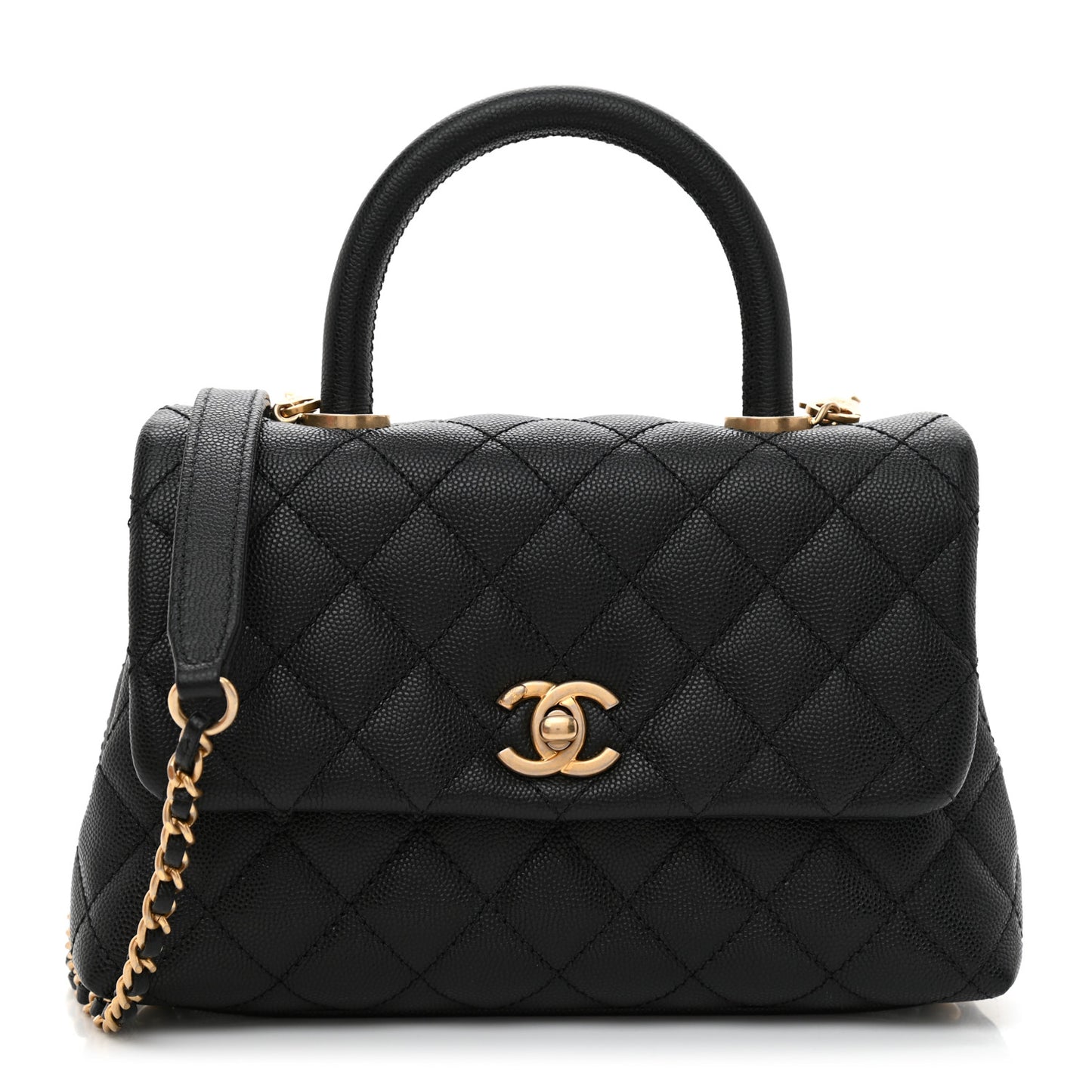 Caviar Quilted Mini Coco Handle Flap Black