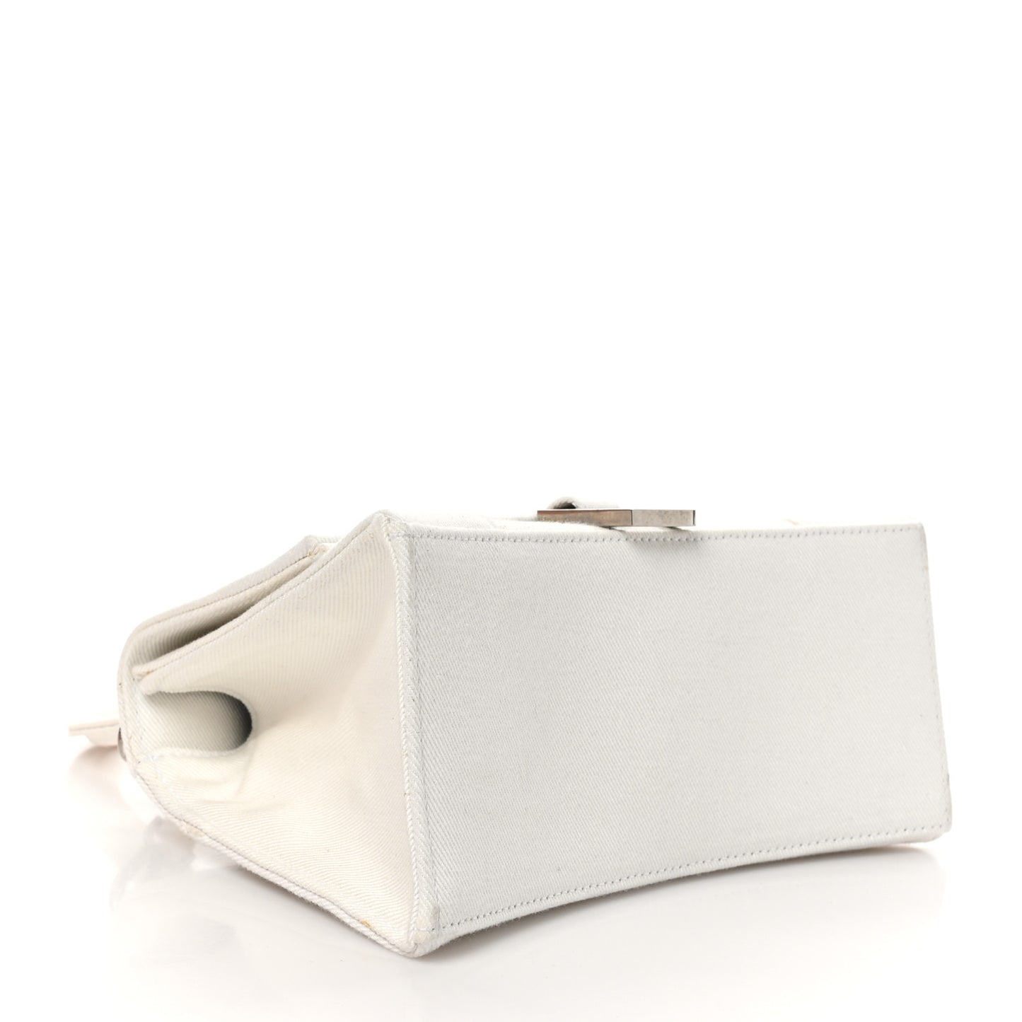 Cotton Canvas Small Hourglass Top Handle Bag White