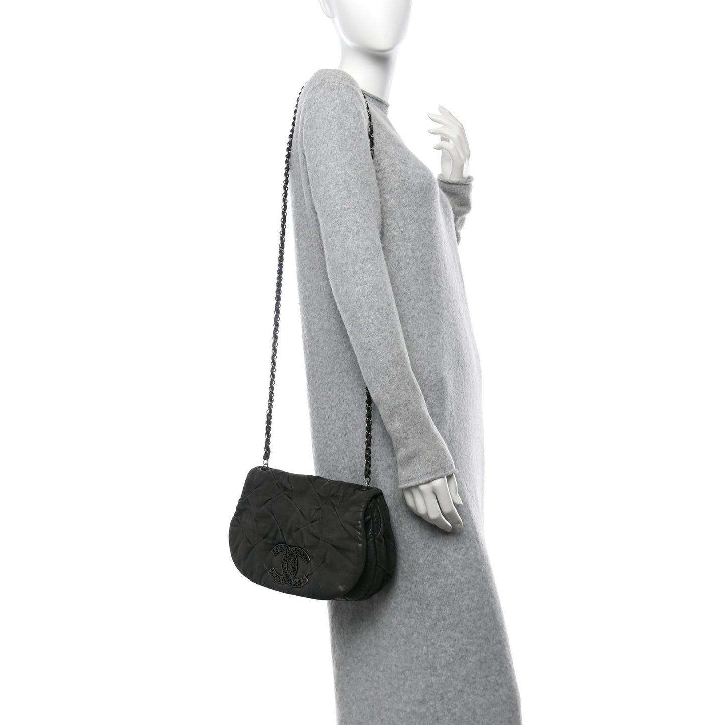 Iridescent Calfskin Glint Flap Black