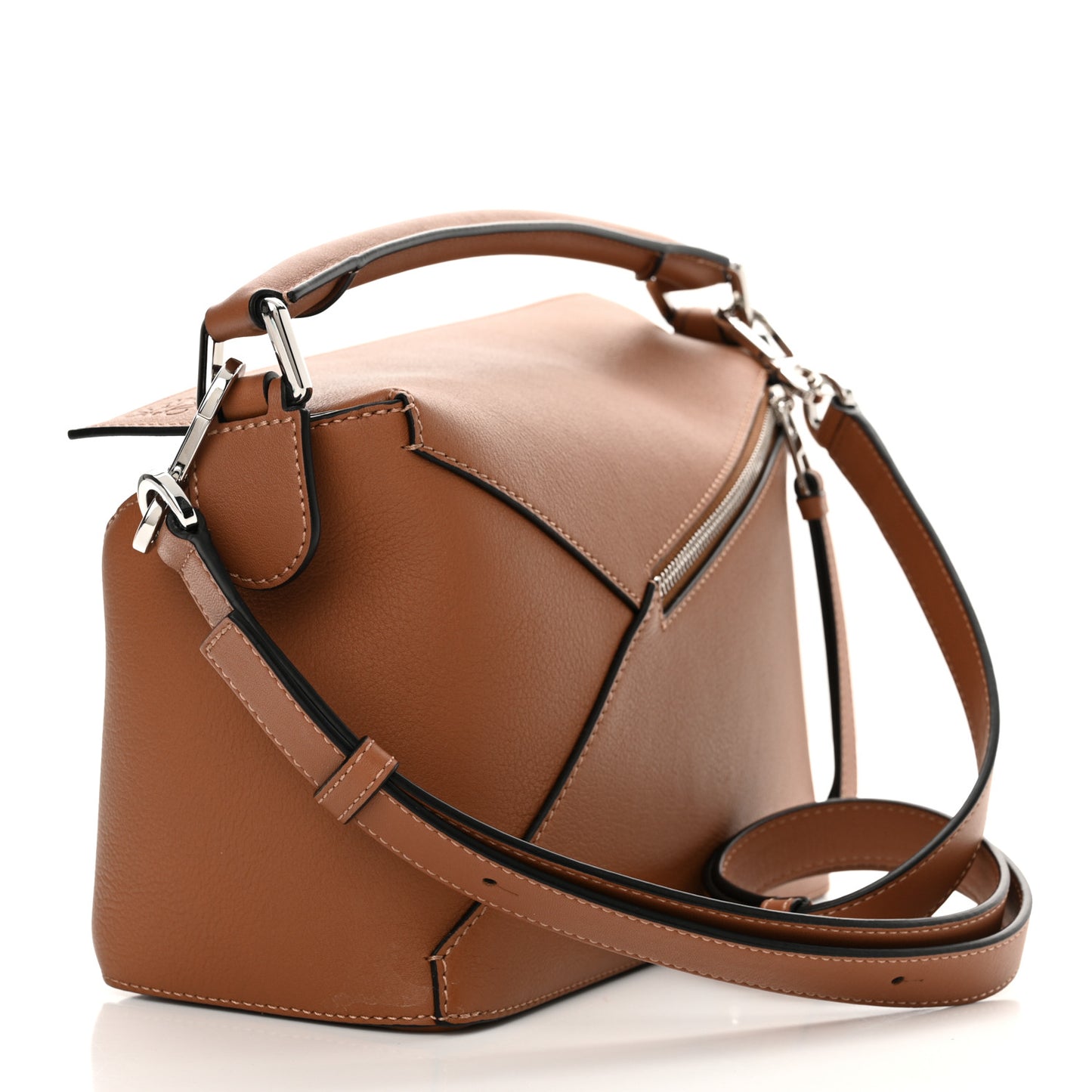 Calfskin Small Puzzle Edge Bag Tan
