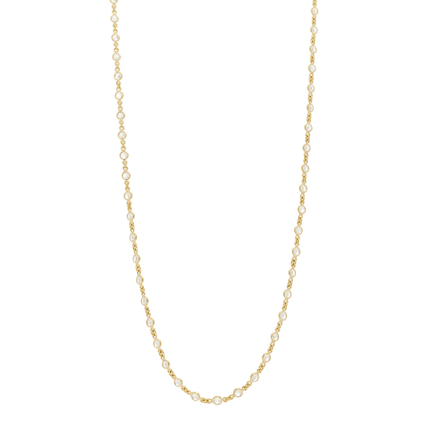 18K Yellow Gold Diamond White Sapphire Chain Necklace
