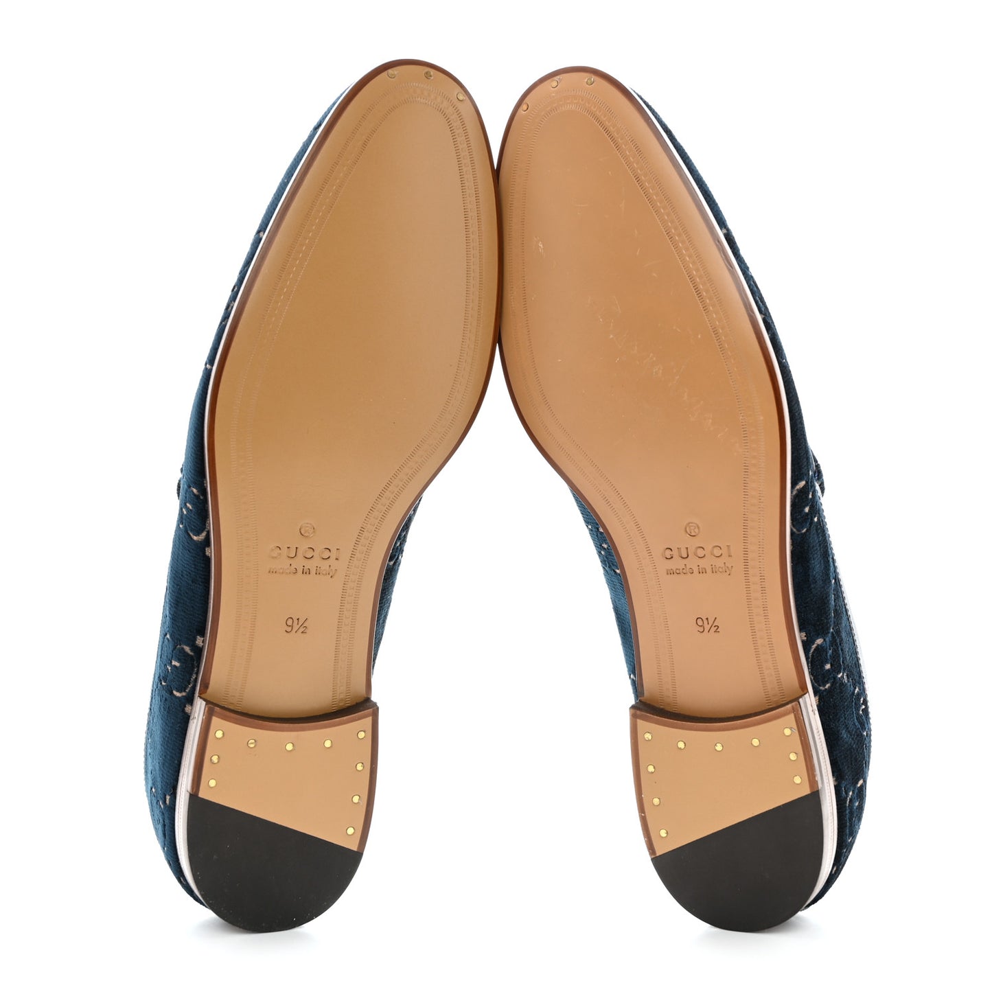 Velvet GG Monogram Horsebit Mens Jordaan Loafers 9.5 Blue Beige