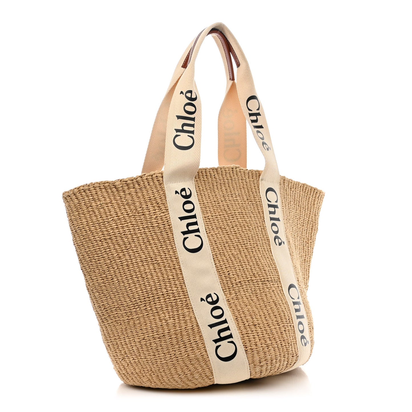 Raffia Large Woody Tote White