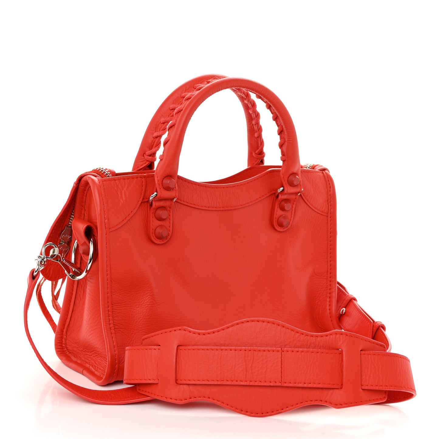 Matte Goatskin Rubber Covered Classic Hardware Mini City Rouge Coquelicot Rouge Braise