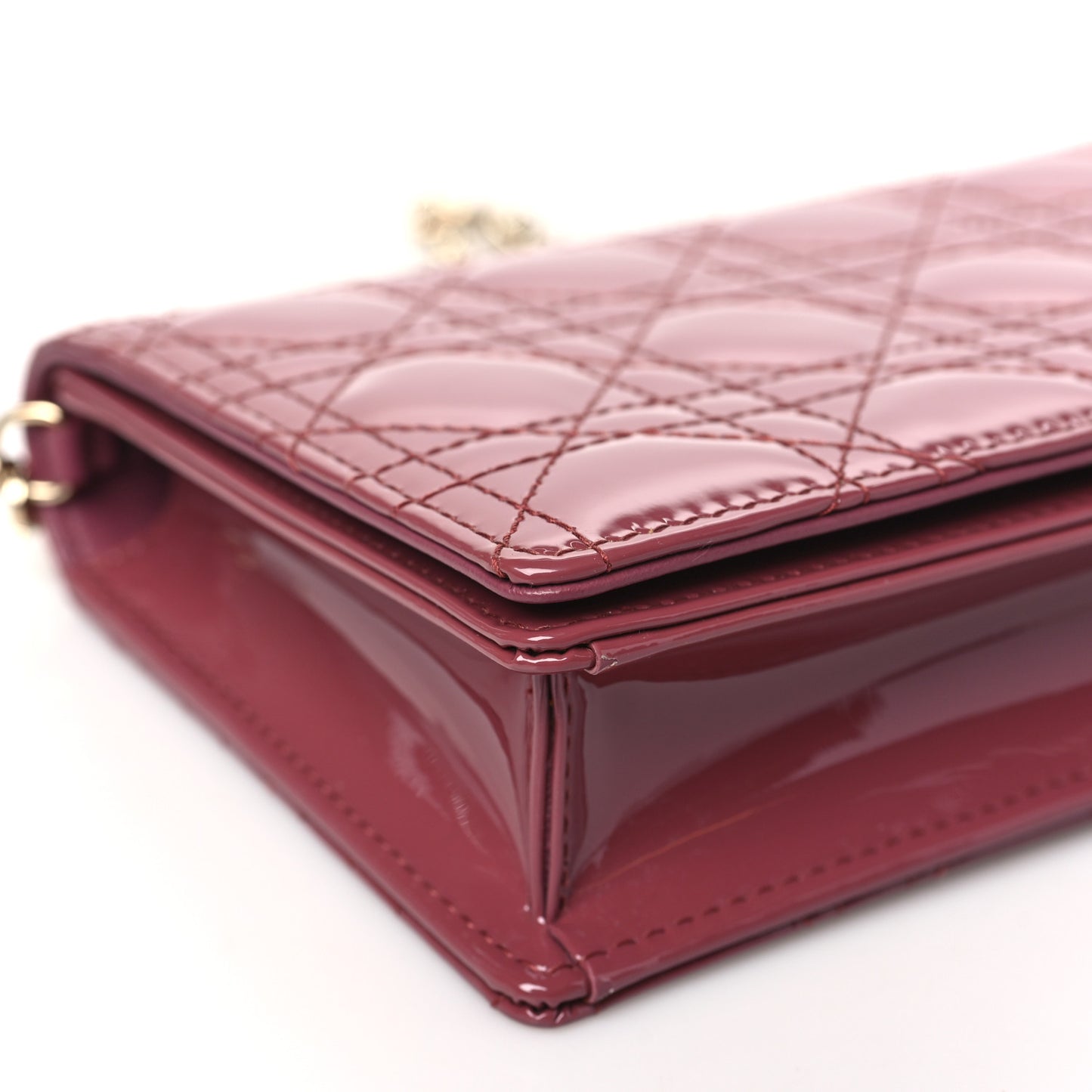 Patent Cannage Lady Dior Convertible Clutch Mallow Rose