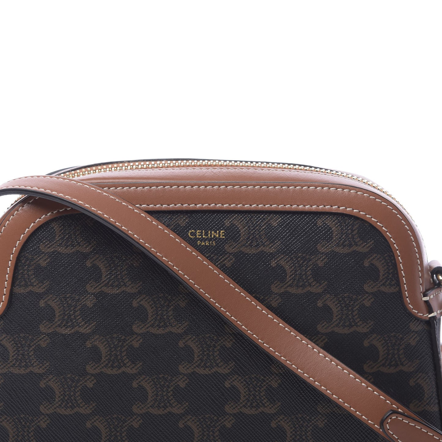 Triomphe Canvas Small Camera Bag Tan