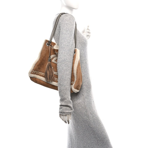 Suede Shearling Medium Soho Chain Shoulder Bag Brown