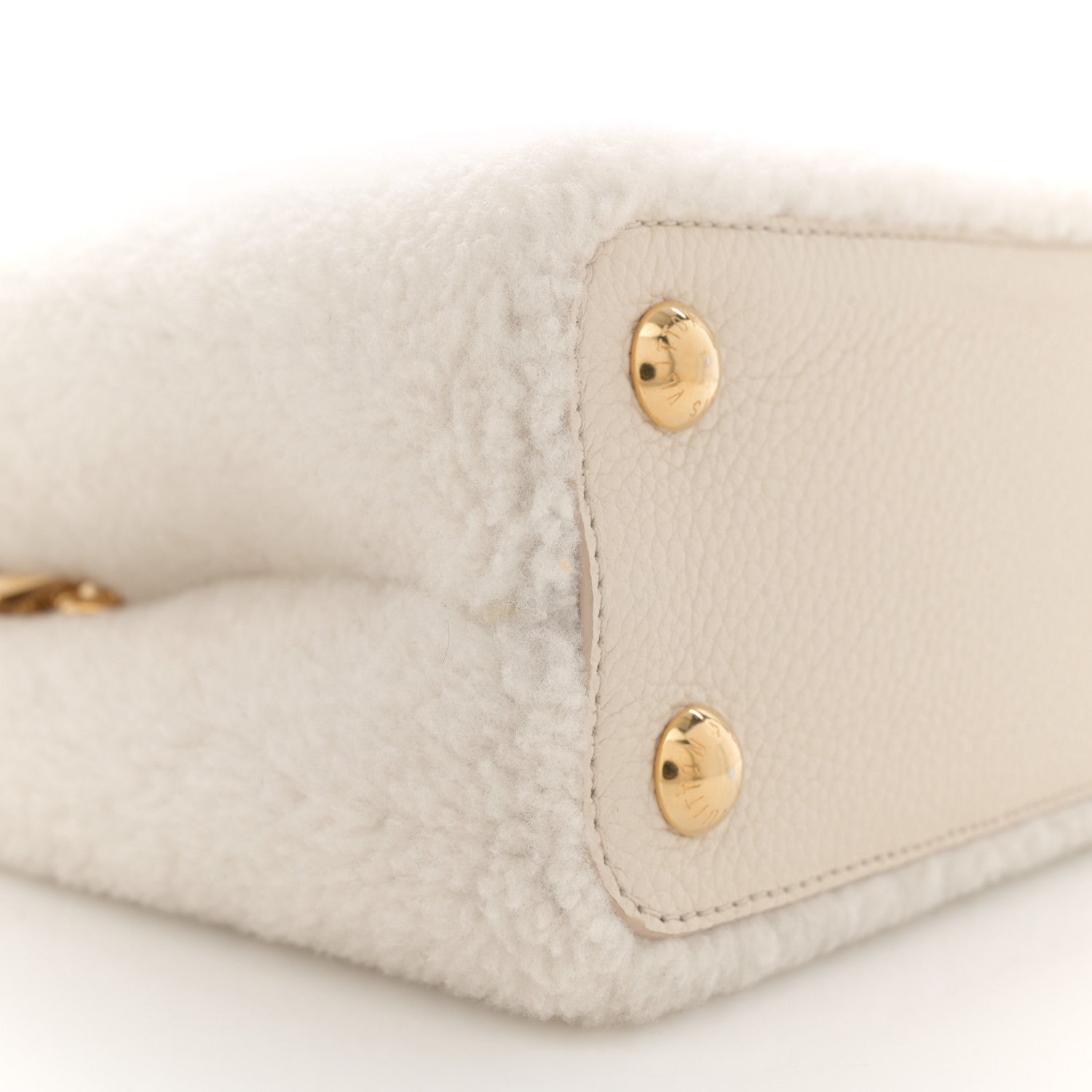 Louis Vuitton Shearling Calfskin Capucines BB White 8 of 10