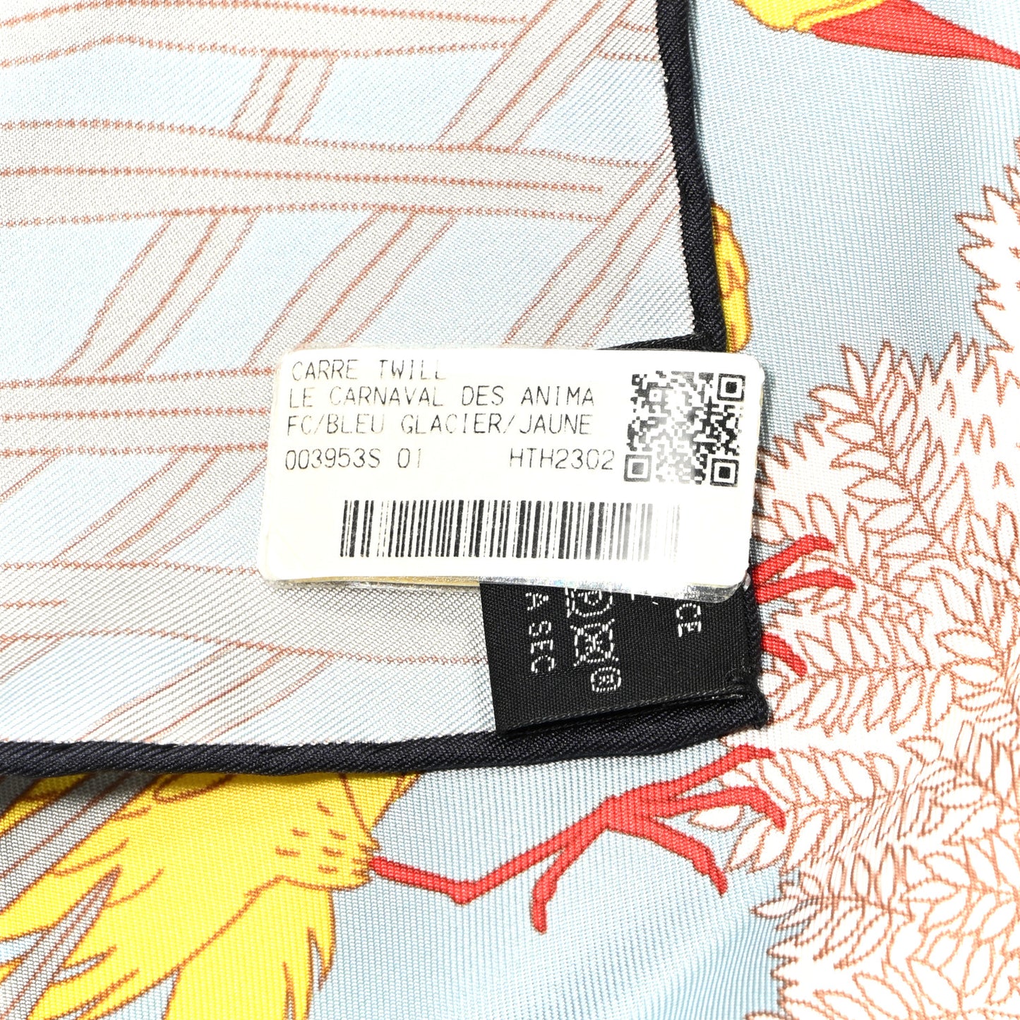 Silk Le Carnaval des Animaux Scarf 90 Bleu Glacier Jaune