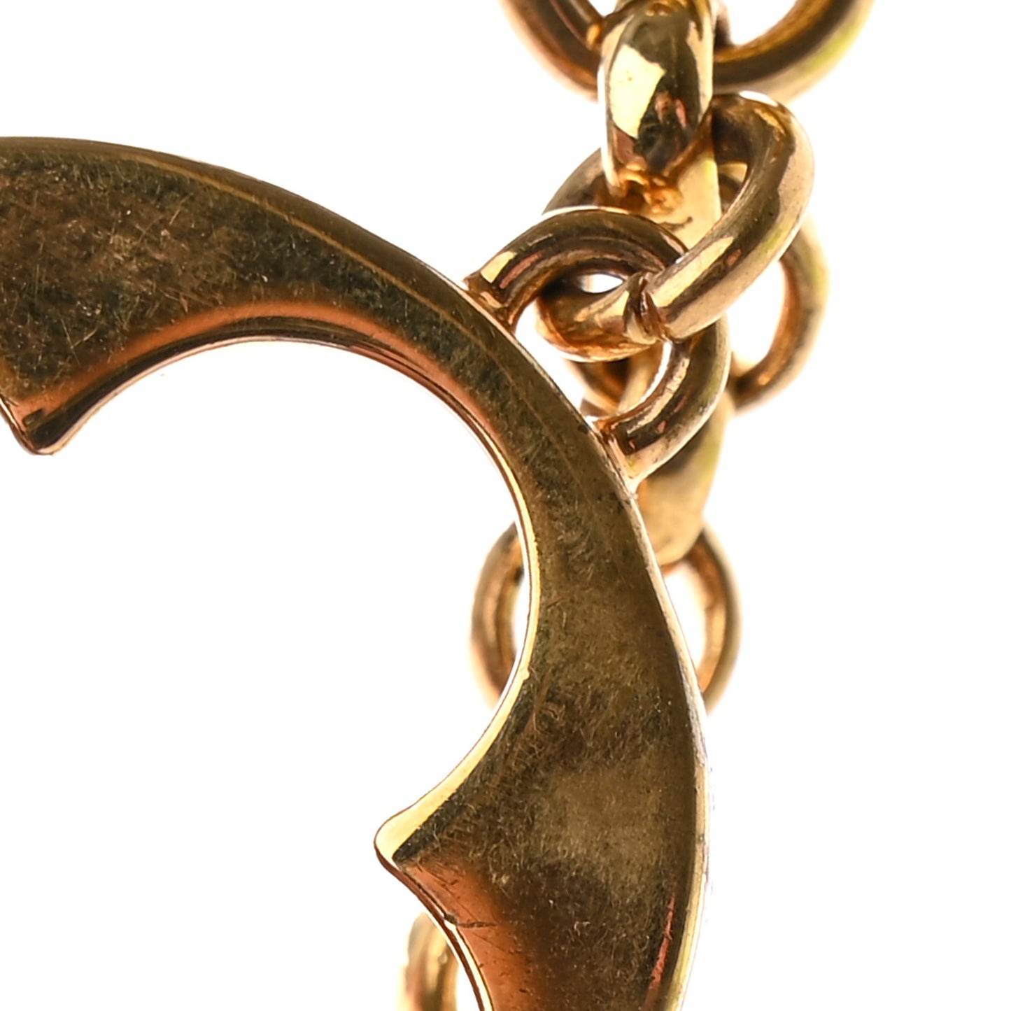 Brass Enamel Fleur De Monogram Bag Charm Chain Gold