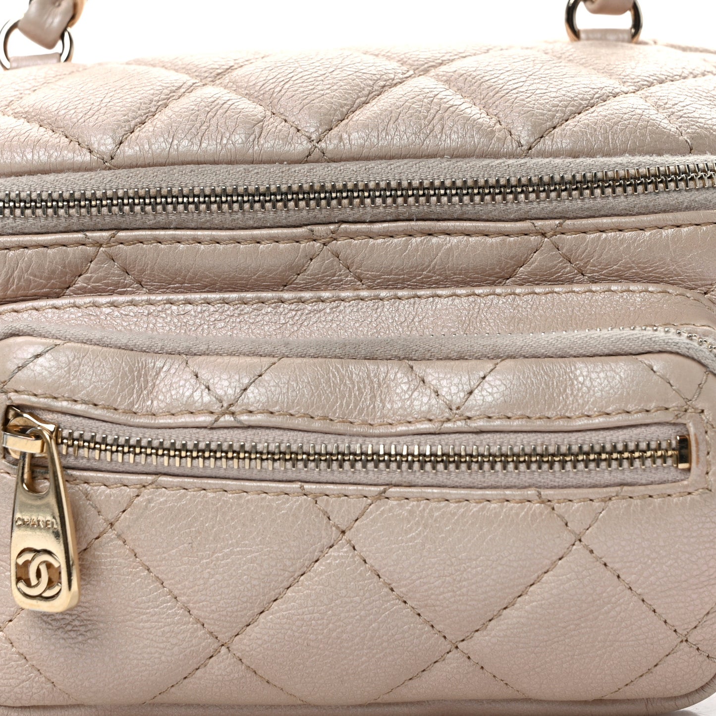 Iridescent Calfskin Quilted All About Waist Belt Bag Beige