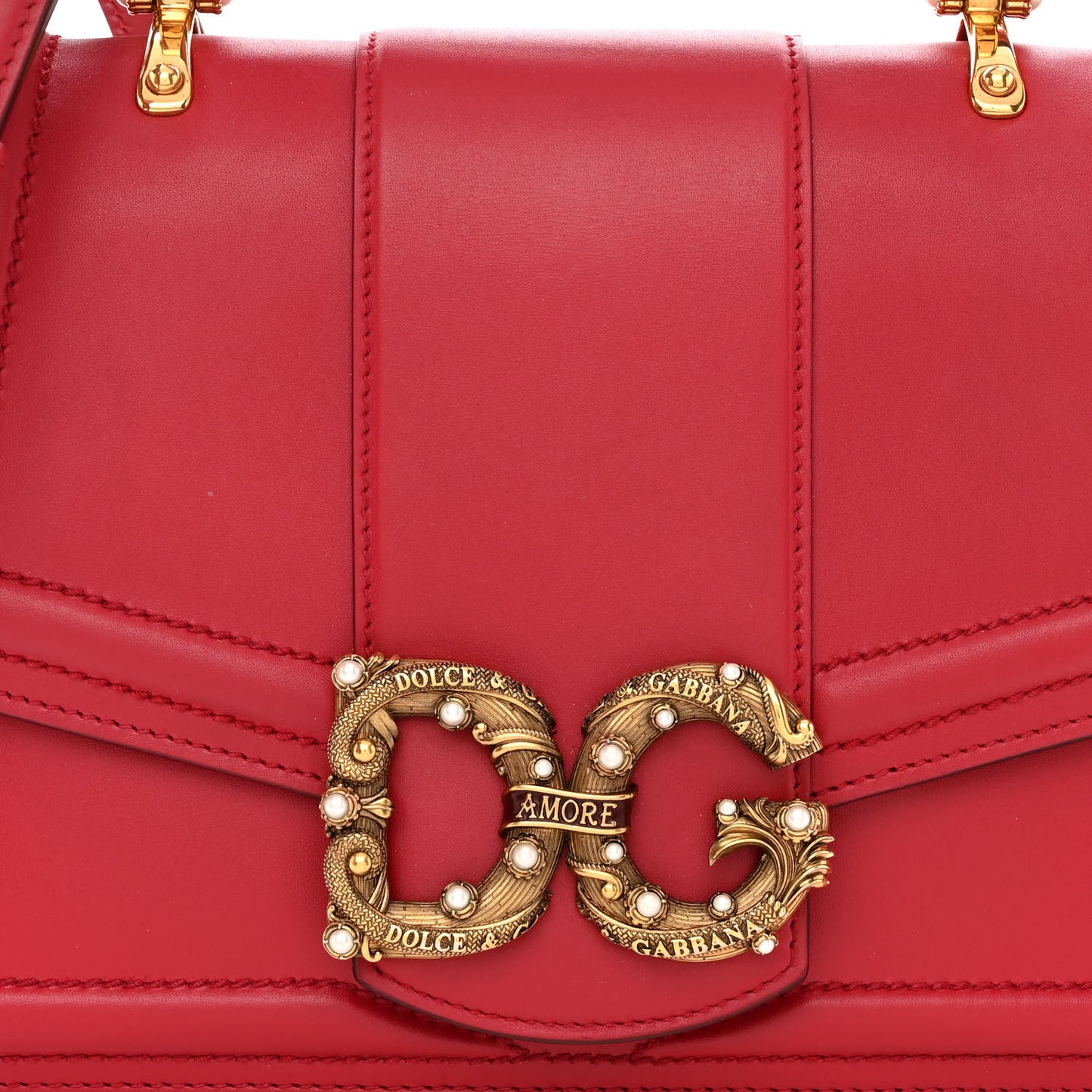 Smooth Calfskin Small DG Amore Top Handle Bag Red