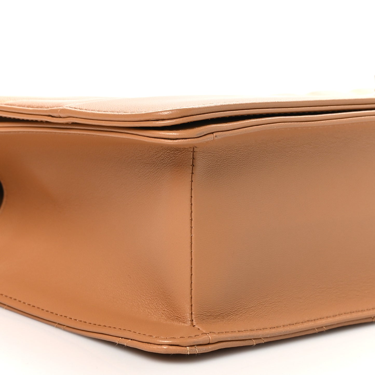 Lambskin Chevron Quilted Flap Camel