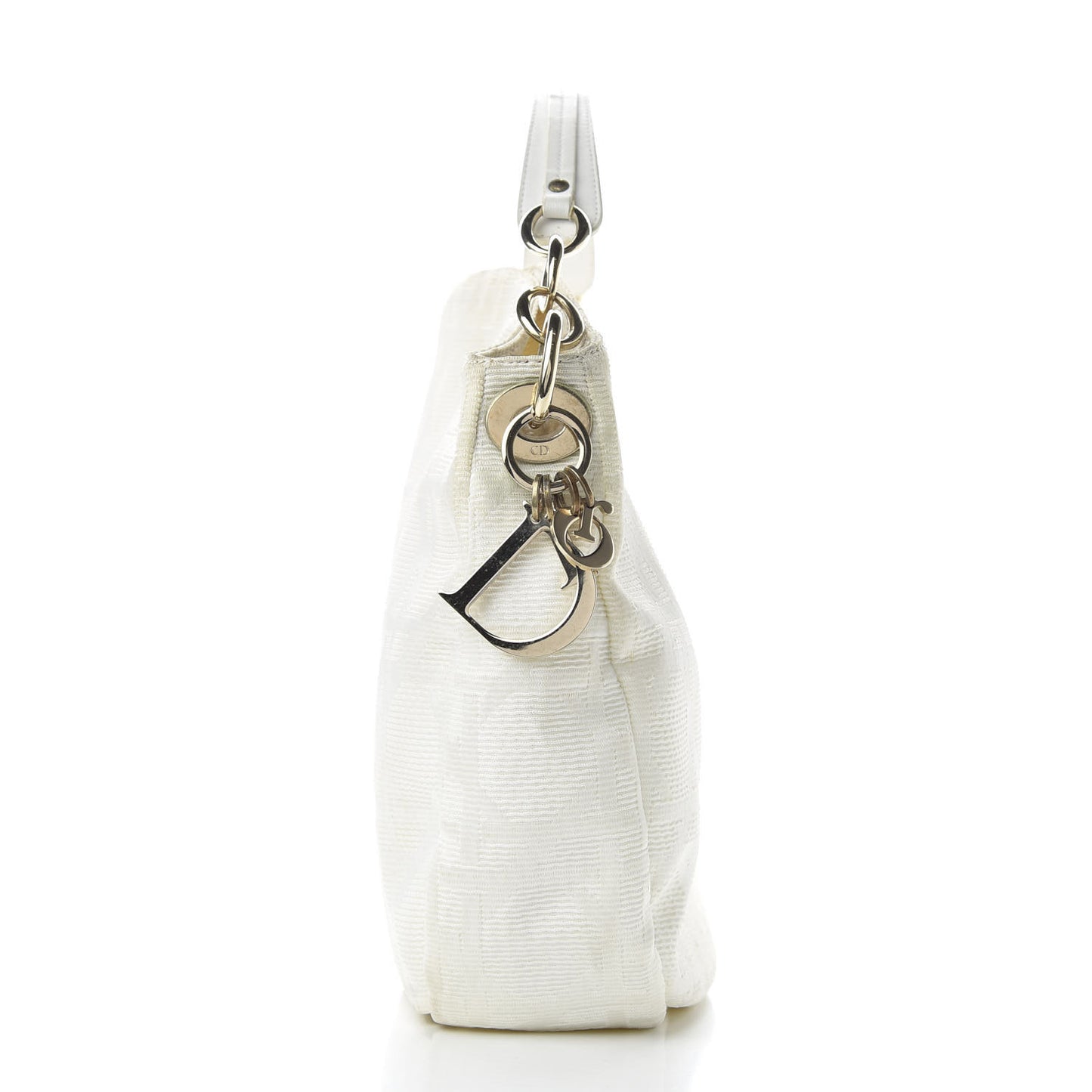 Canvas Cannage Medium Lady Dior Hobo White