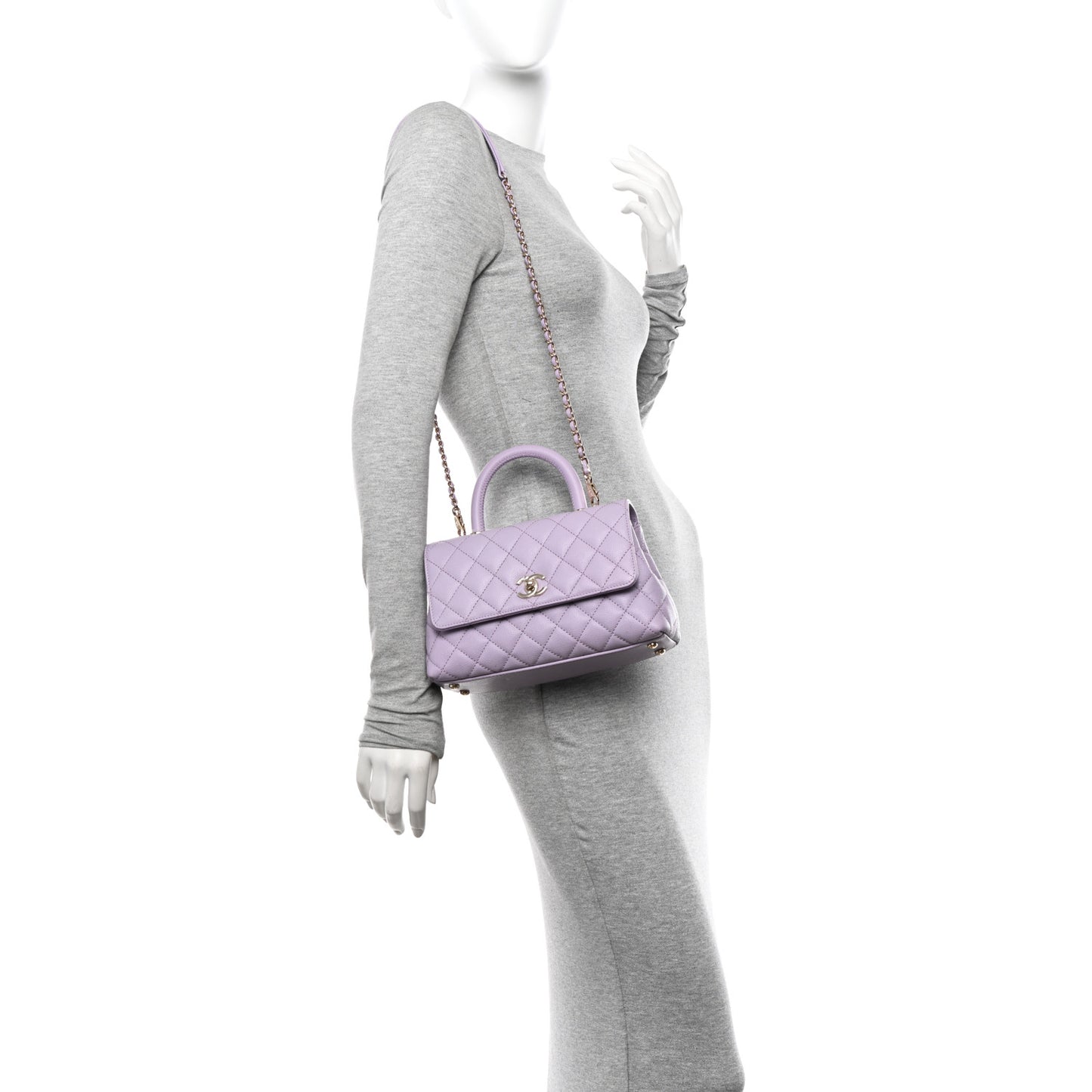 Caviar Quilted Mini Coco Handle Flap Light Purple