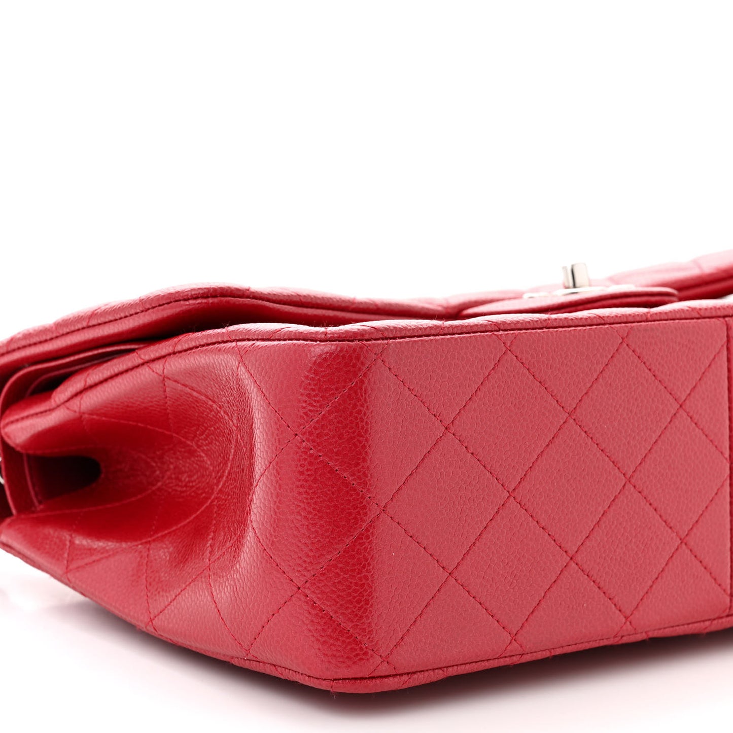 Pearly Caviar Quilted Jumbo Double Flap Dark Pink