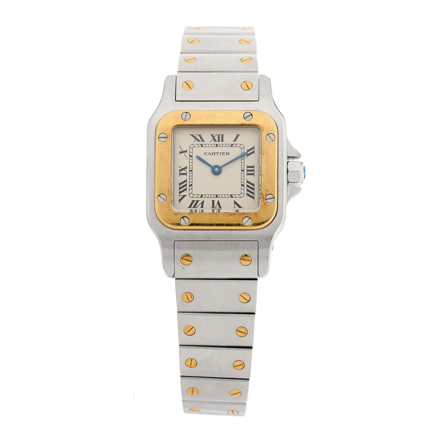 Stainless Steel 18K Yellow Gold 24mm Santos De Cartier Galbee Quartz Watch
